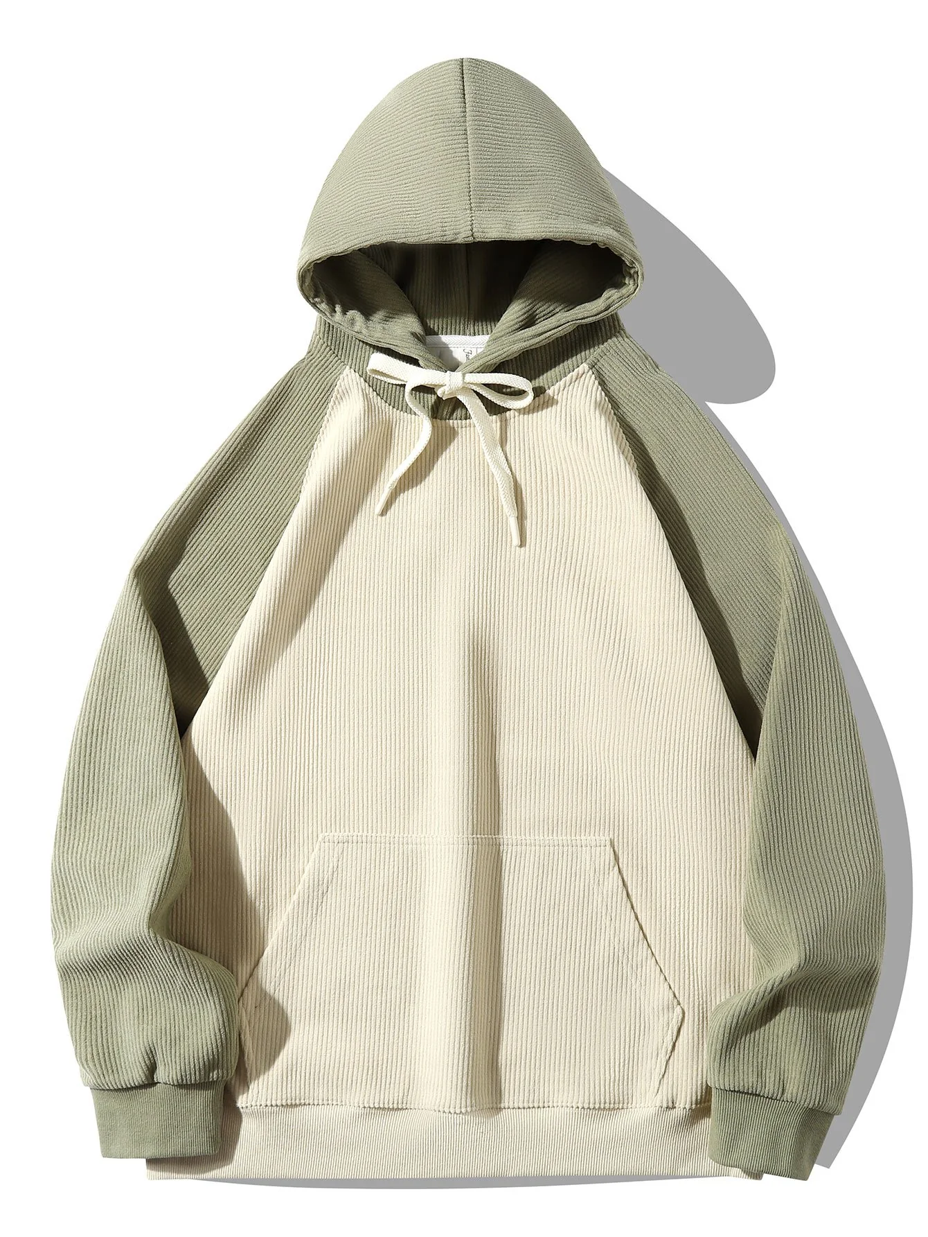 Hoodie mit gepanelten Cordstoff-Raglanärmeln - Image 3