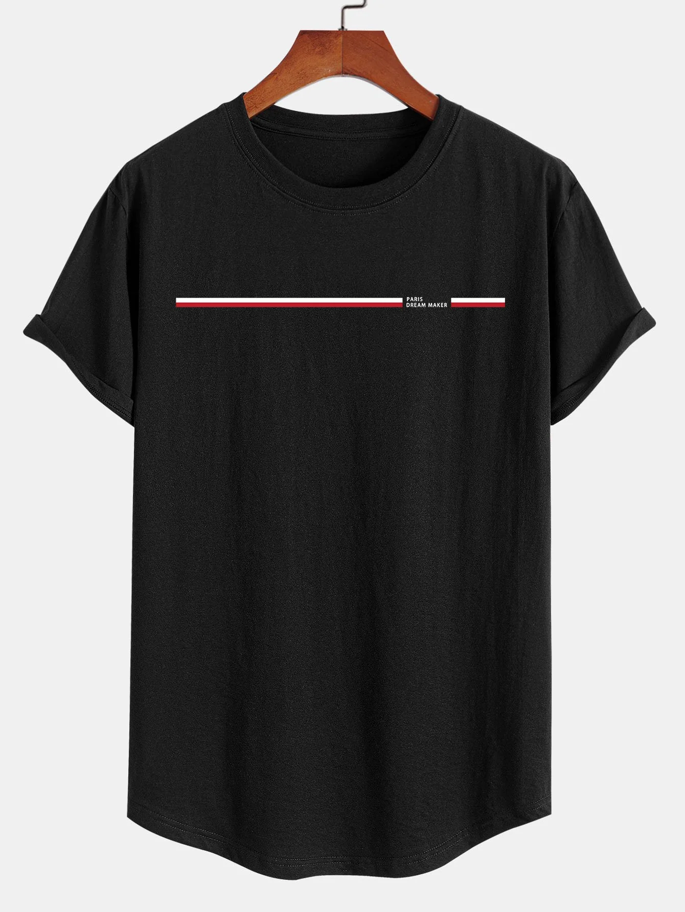 Paris Dream Maker Streifenprint Baumwolle Bogen Saum T-Shirt