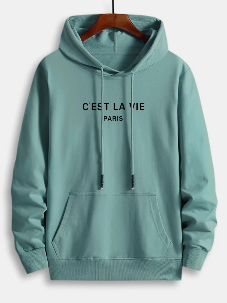 Paris Briefdruck Baumwoll-Hoodie