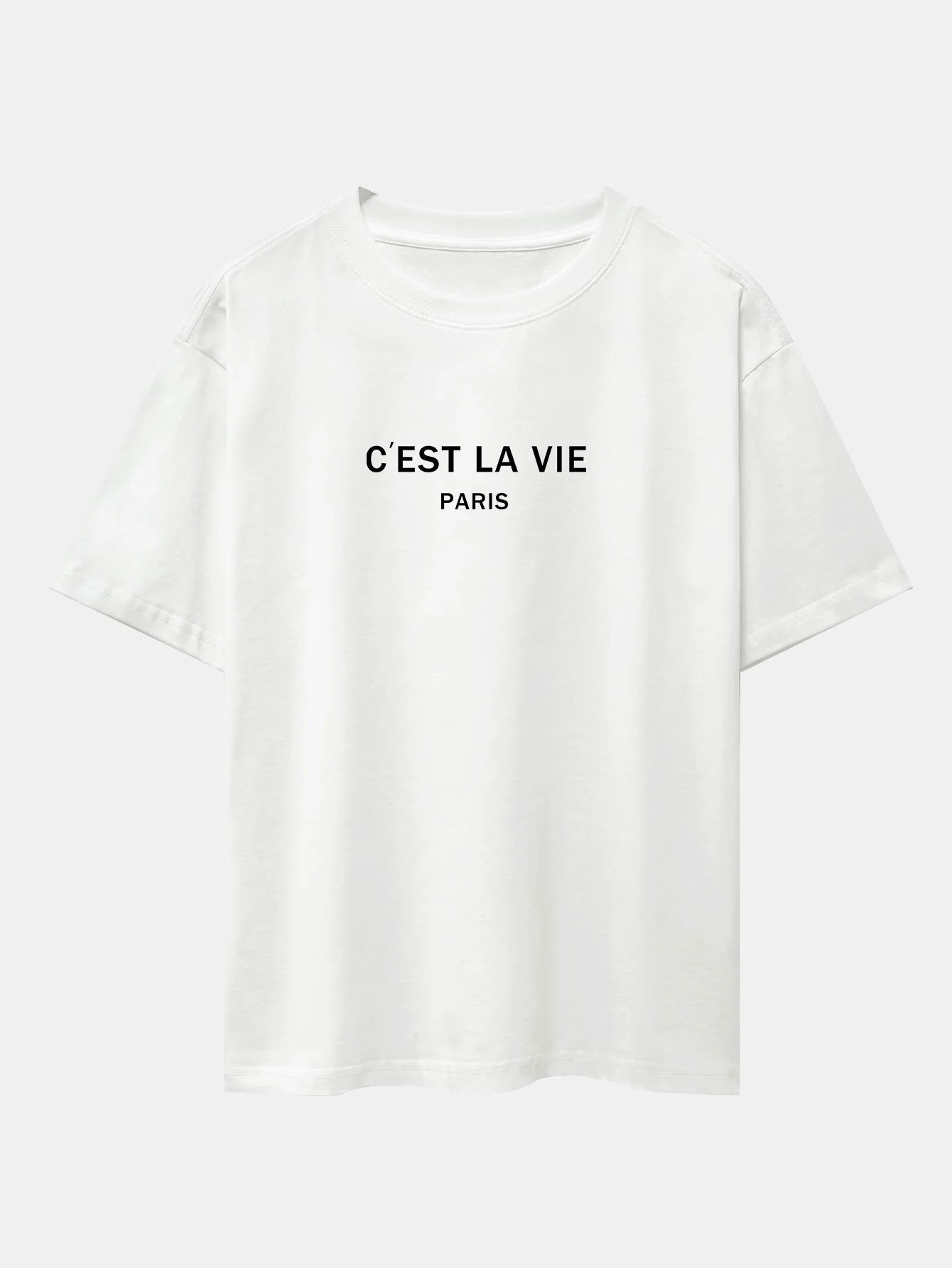 Paris Briefdruck mit fallenden Schultern Oversize T-Shirt - Image 2