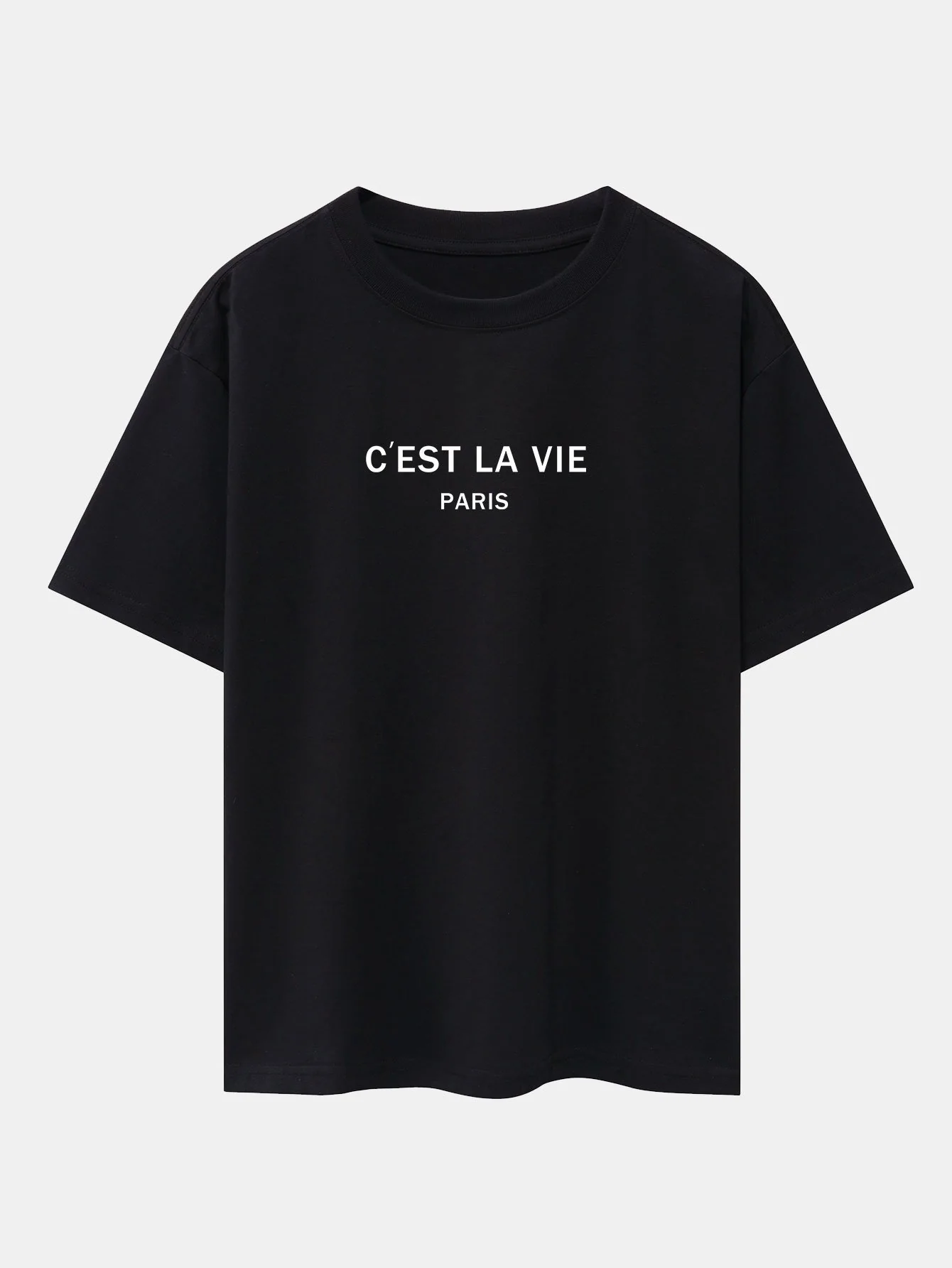 Paris Briefdruck mit fallenden Schultern Oversize T-Shirt - Image 3