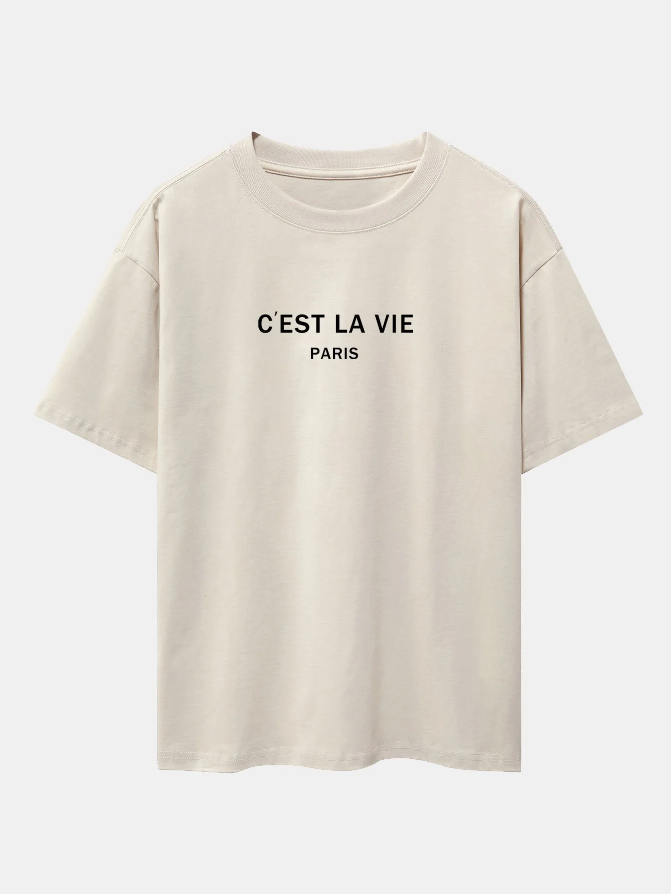 Paris Briefdruck mit fallenden Schultern Oversize T-Shirt - Image 4