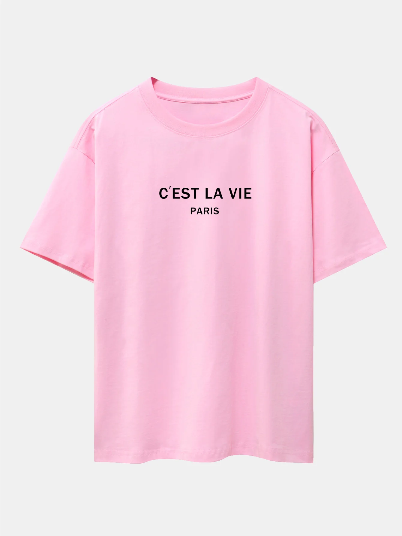 Paris Briefdruck mit fallenden Schultern Oversize T-Shirt - Image 6