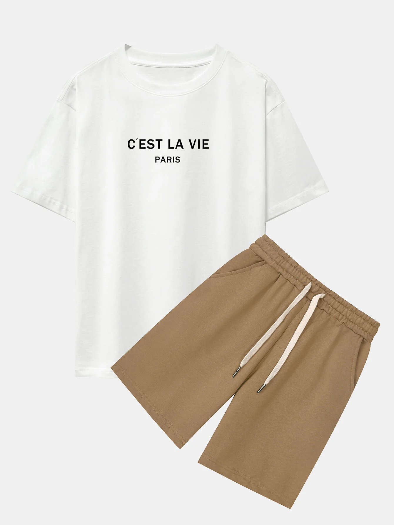 Paris Briefdruck mit fallenden Schultern Oversize T-Shirt & Sweatshorts - Image 3