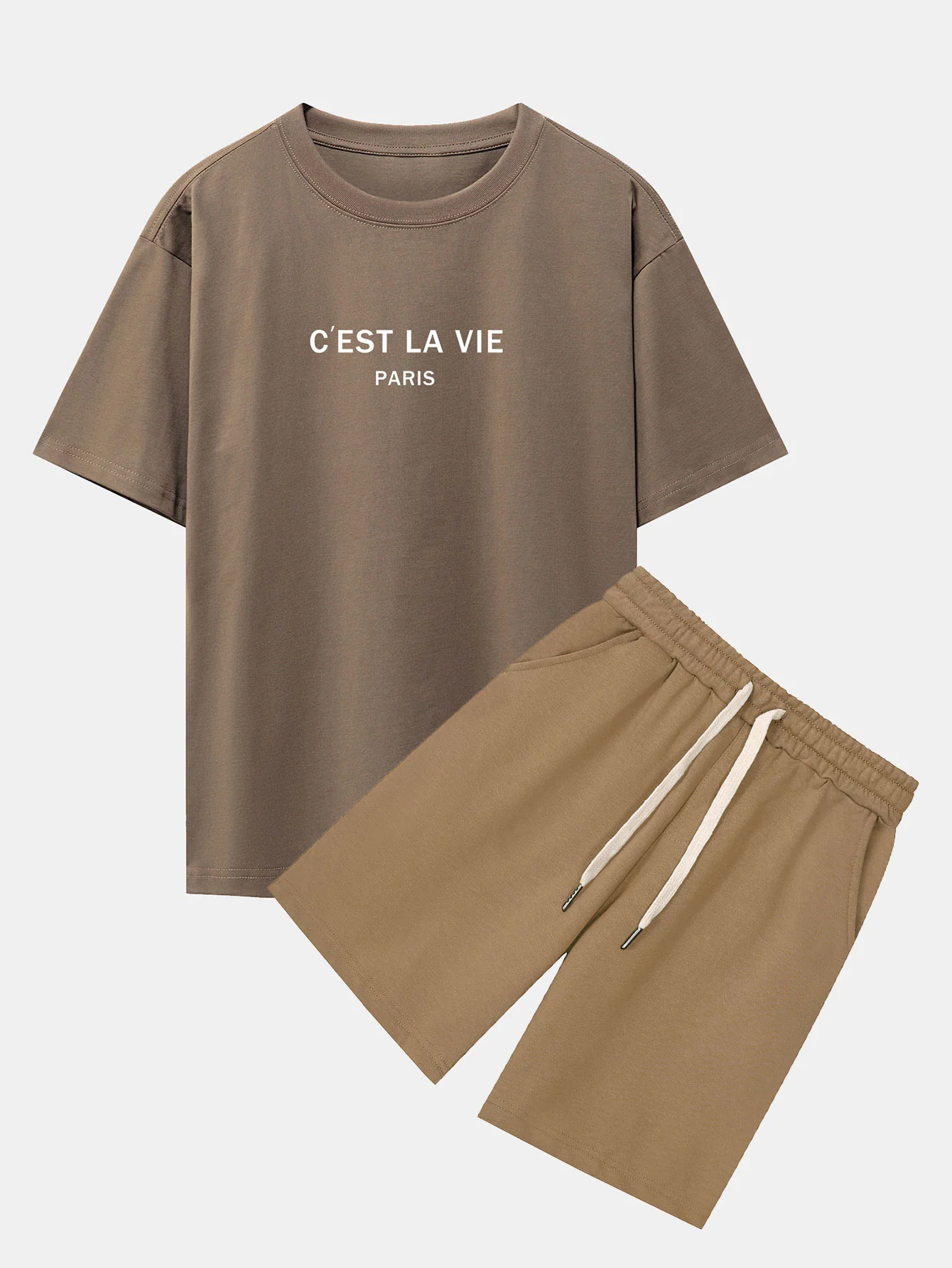 Paris Briefdruck mit fallenden Schultern Oversize T-Shirt & Sweatshorts - Image 5
