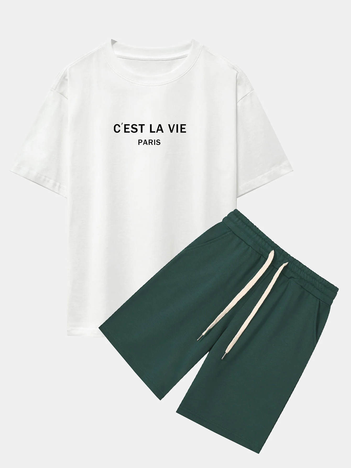 Paris Briefdruck mit fallenden Schultern Oversize T-Shirt & Sweatshorts - Image 7
