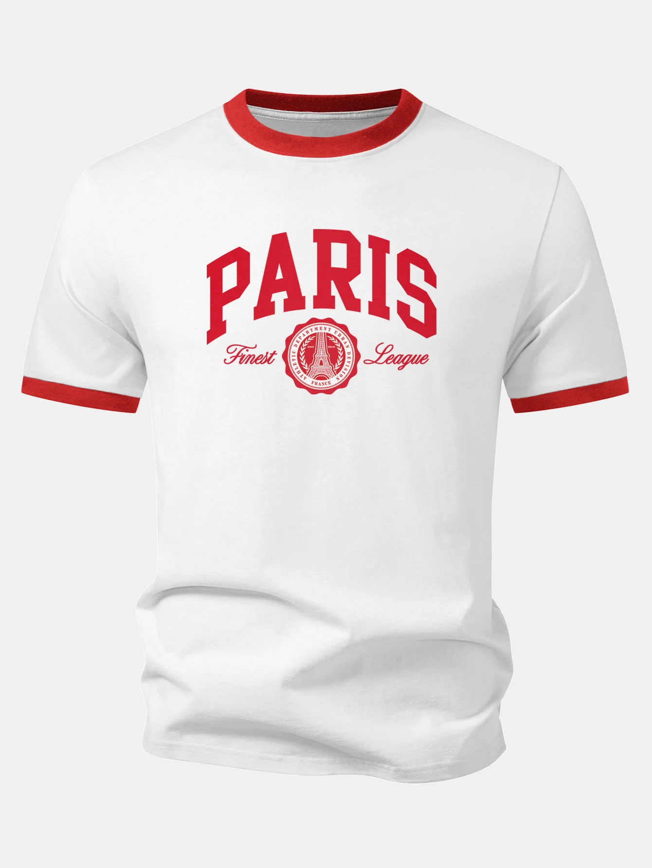 Paris Print Contrast Ringer T-Shirt