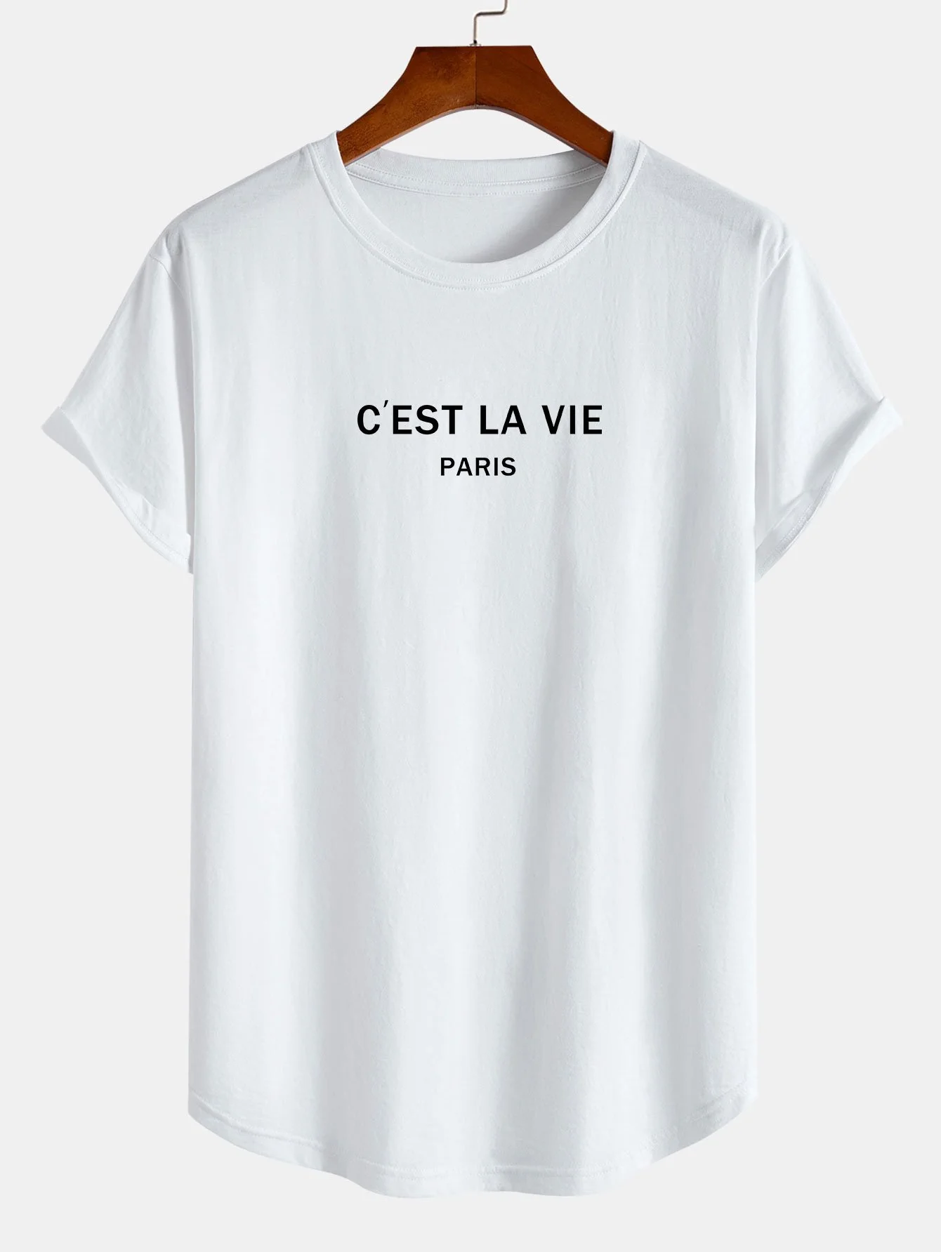 Paris Print Baumwoll-T-Shirt mit Bogen-Saum