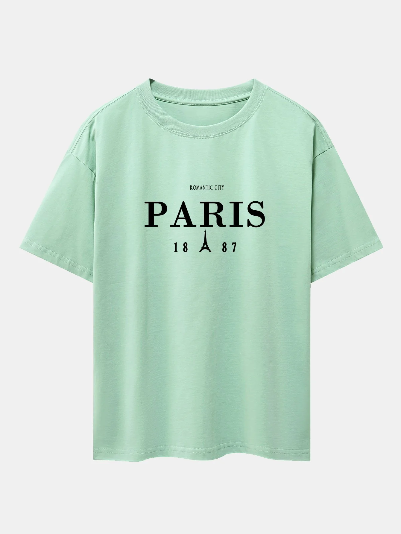 Paris Print Drop Shoulder Oversize T-Shirt - Image 13