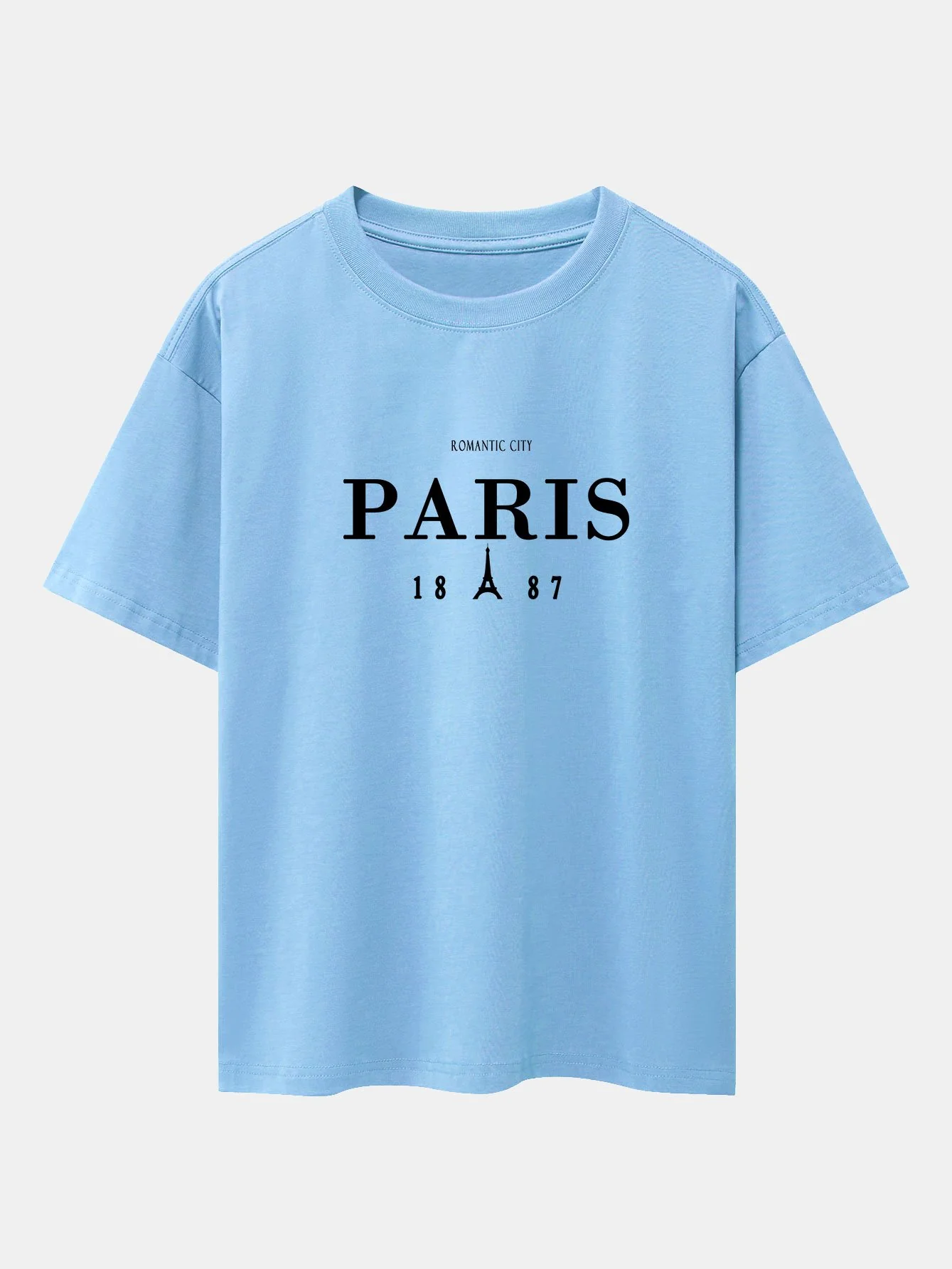 Paris Print Drop Shoulder Oversize T-Shirt - Image 7