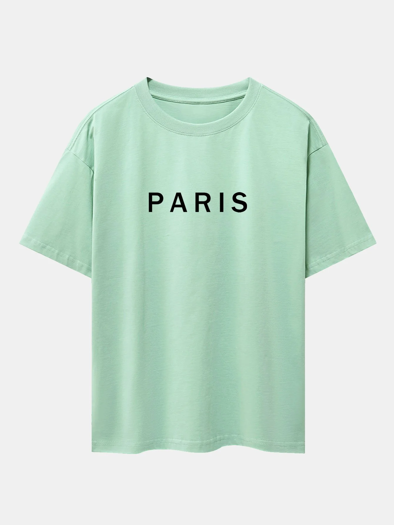 Paris Print Fallende Schultern Übergröße T-Shirt - Image 2