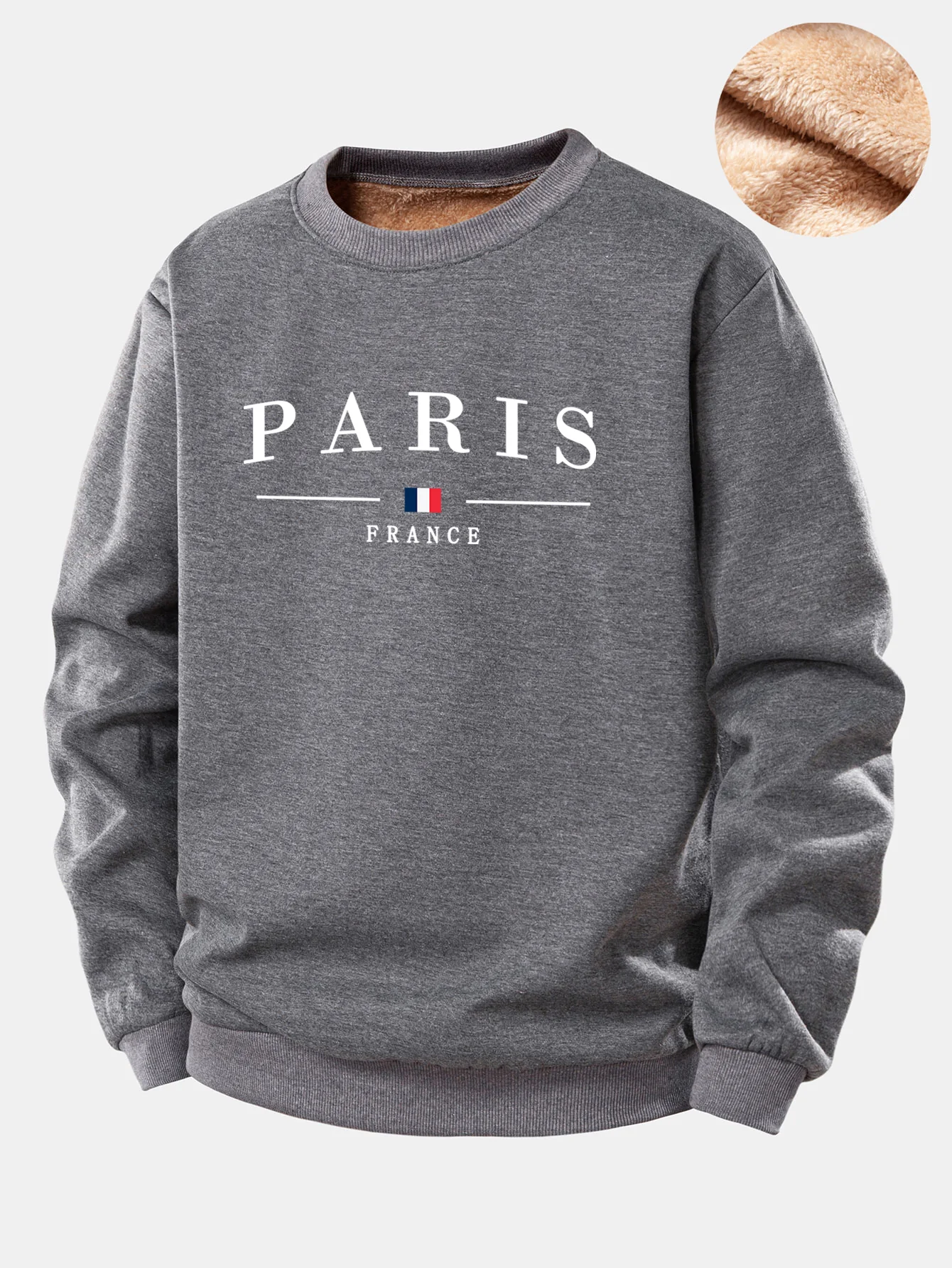 Paris Print Teddy Fleece Gefüttertes Sweatshirt - Image 2