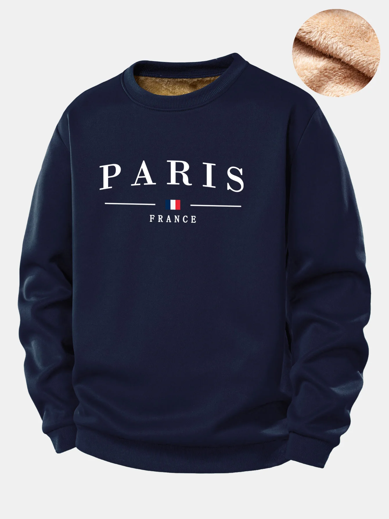 Paris Print Teddy Fleece Gefüttertes Sweatshirt - Image 3