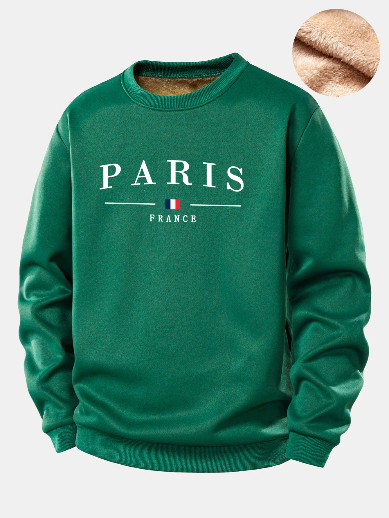 Paris Print Teddy Fleece Gefüttertes Sweatshirt - Image 6