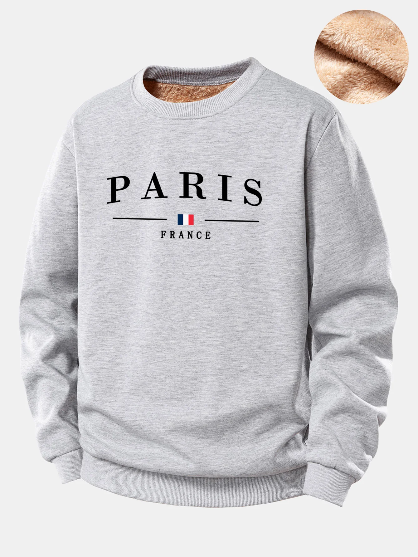 Paris Print Teddy Fleece Gefüttertes Sweatshirt - Image 7