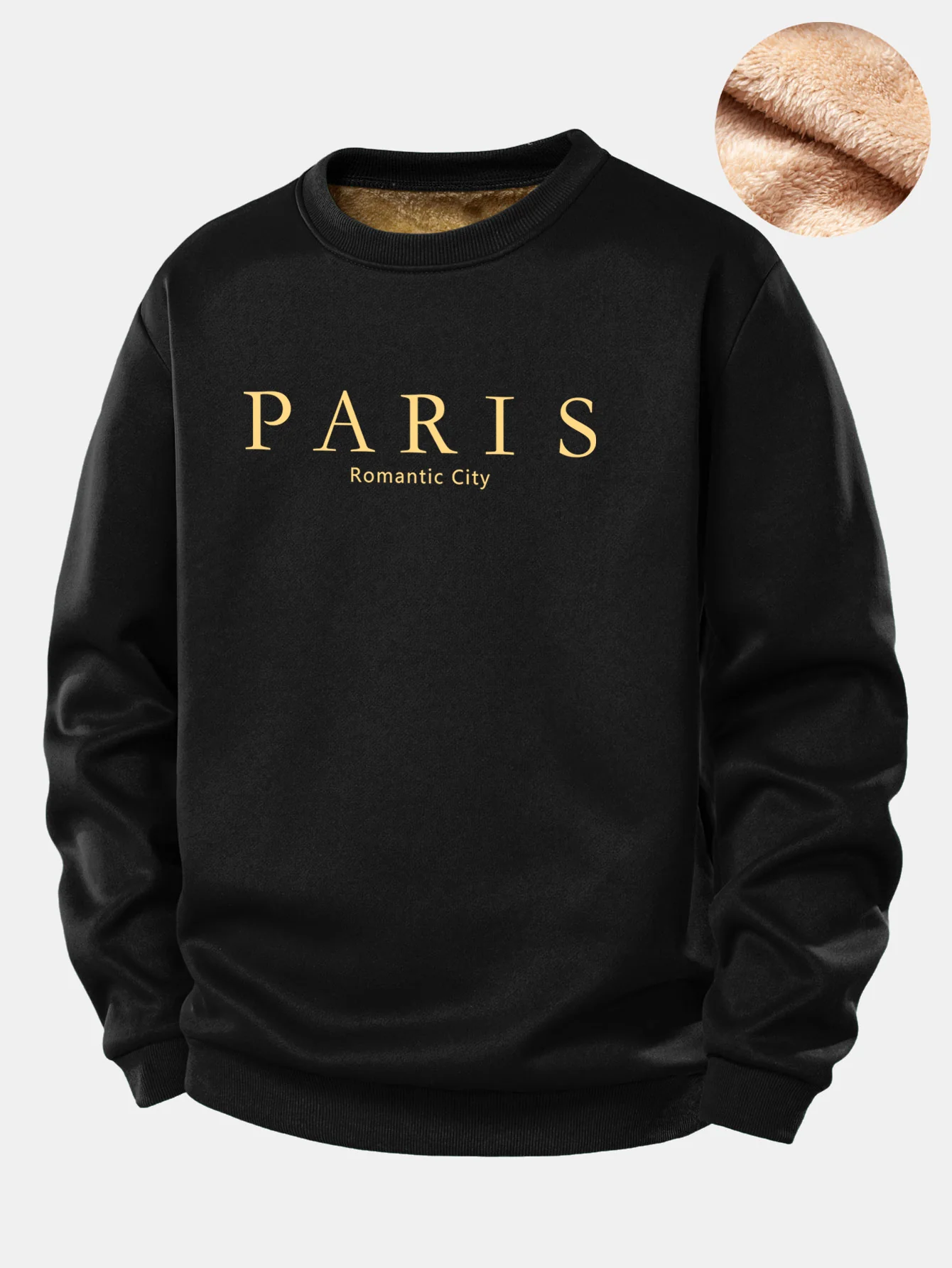 Paris Print Teddy Fleece Gefüttertes Sweatshirt - Image 3