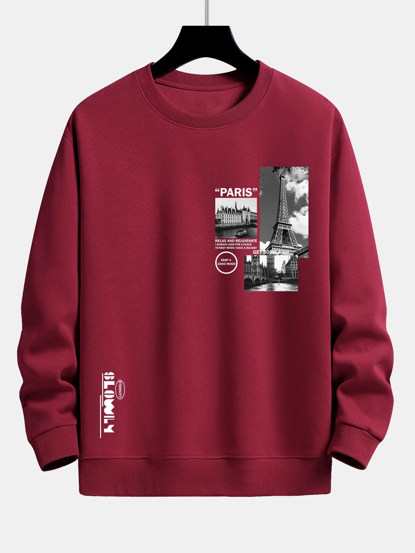 Paris Landschaft Slogan Druck Relax Fit Sweatshirt - Image 7
