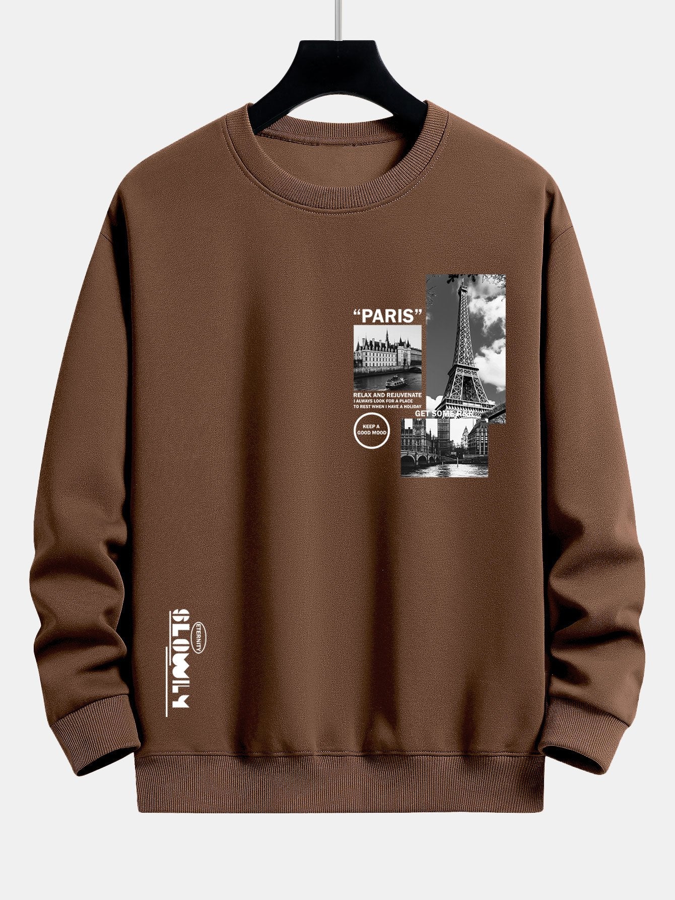 Paris Landschaft Slogan Druck Relax Fit Sweatshirt - Image 9