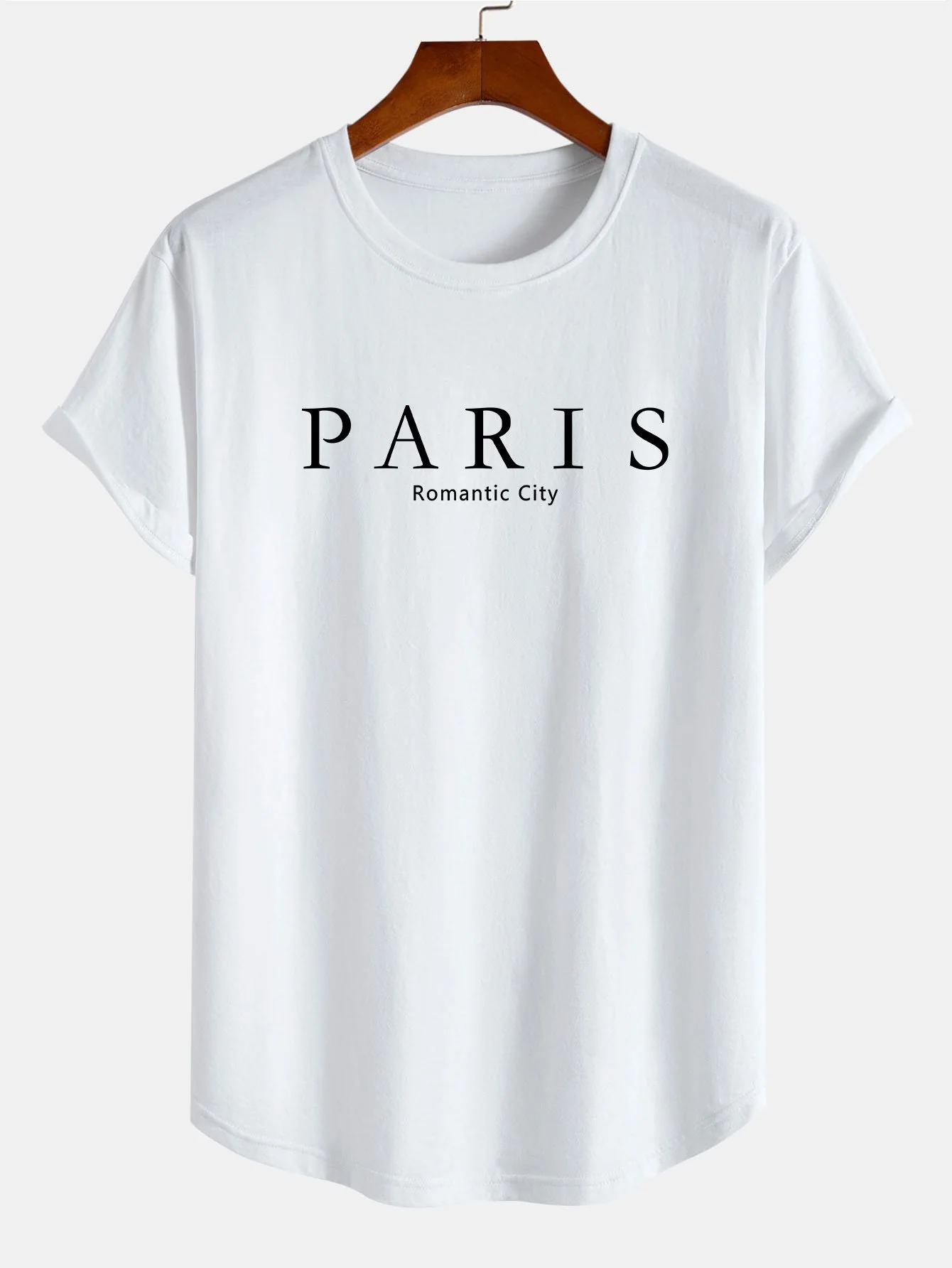 Paris Slogan Druck Baumwolle Bogen Saum T-Shirt - Image 4