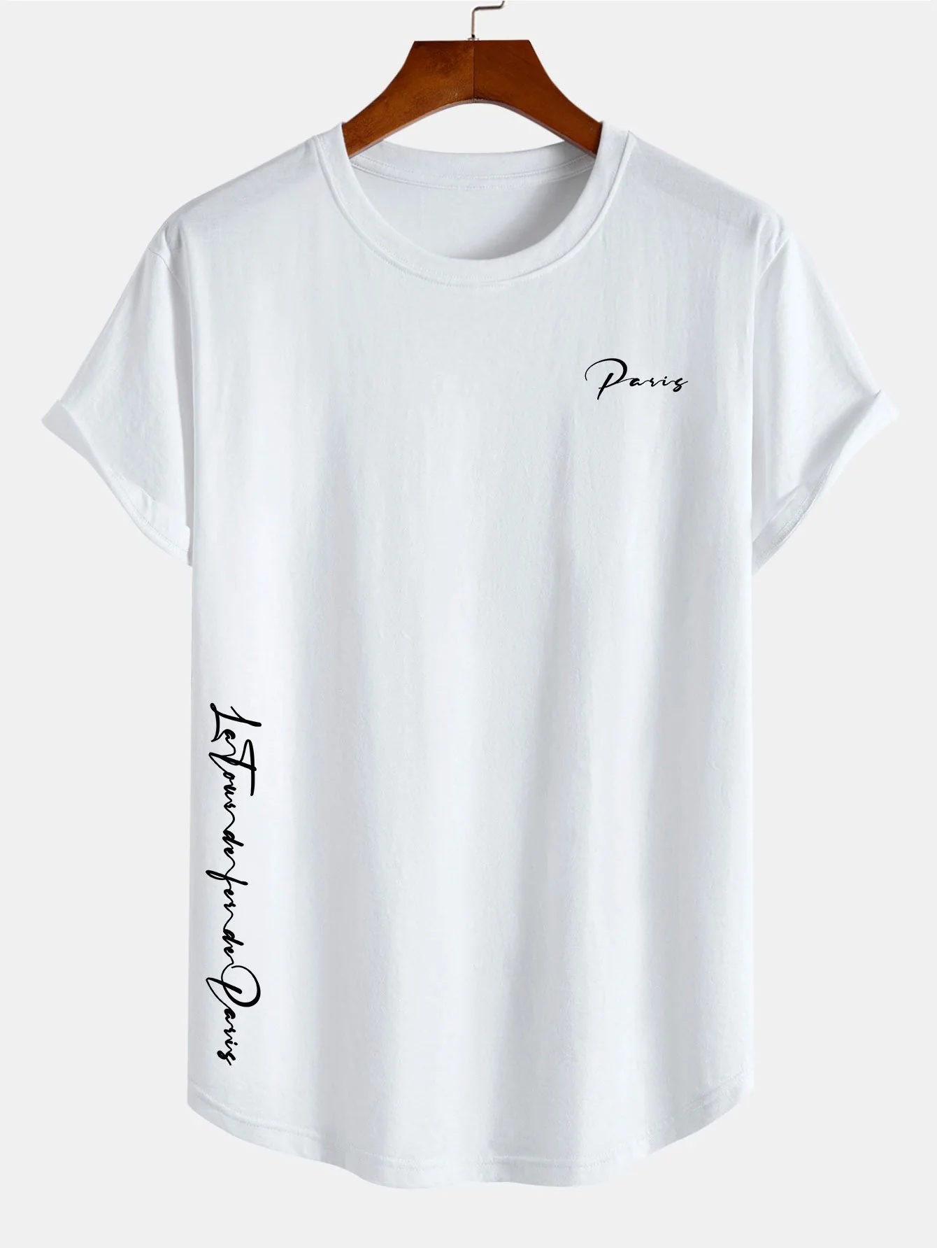 Paris Slogan Druck Baumwolle Bogen Saum T-Shirt - Image 2