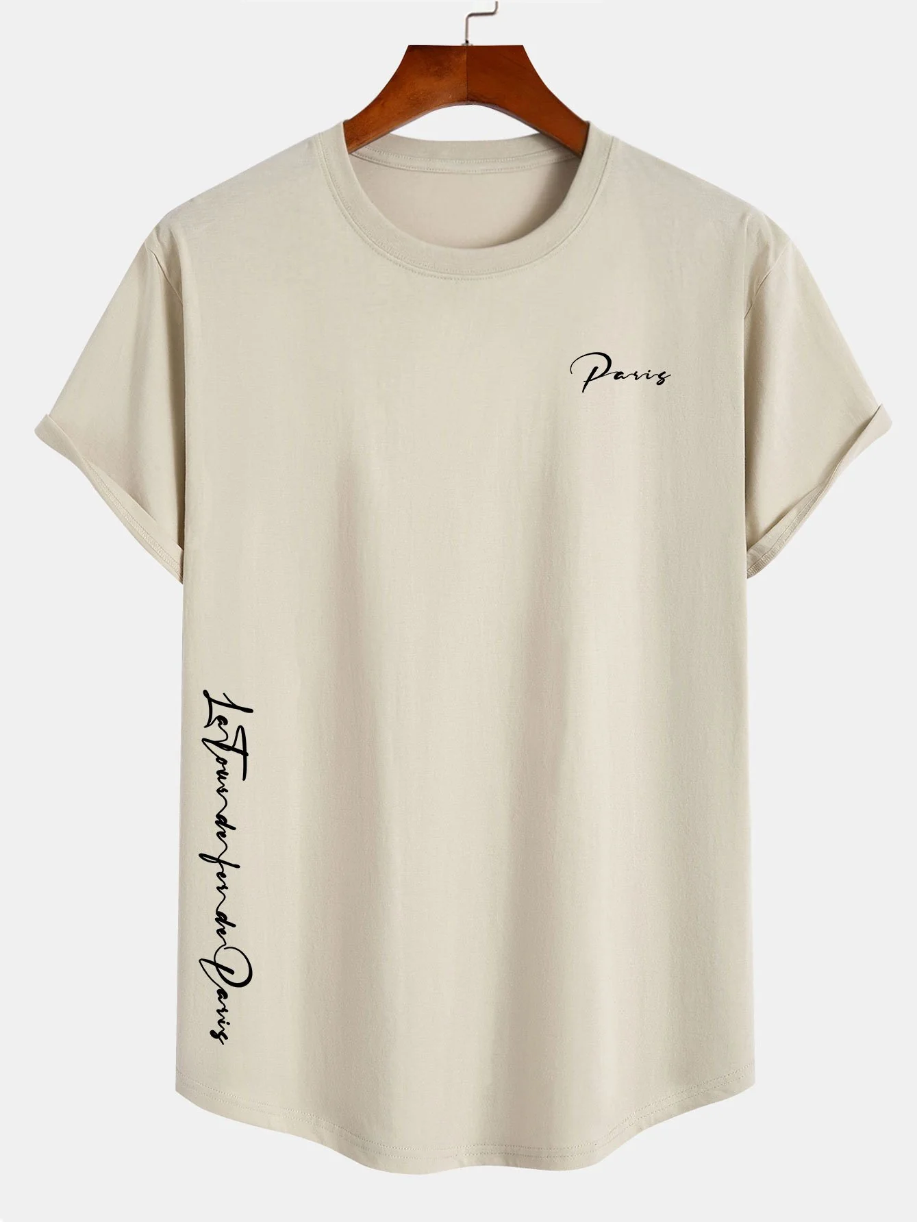 Paris Slogan Druck Baumwolle Bogen Saum T-Shirt - Image 3