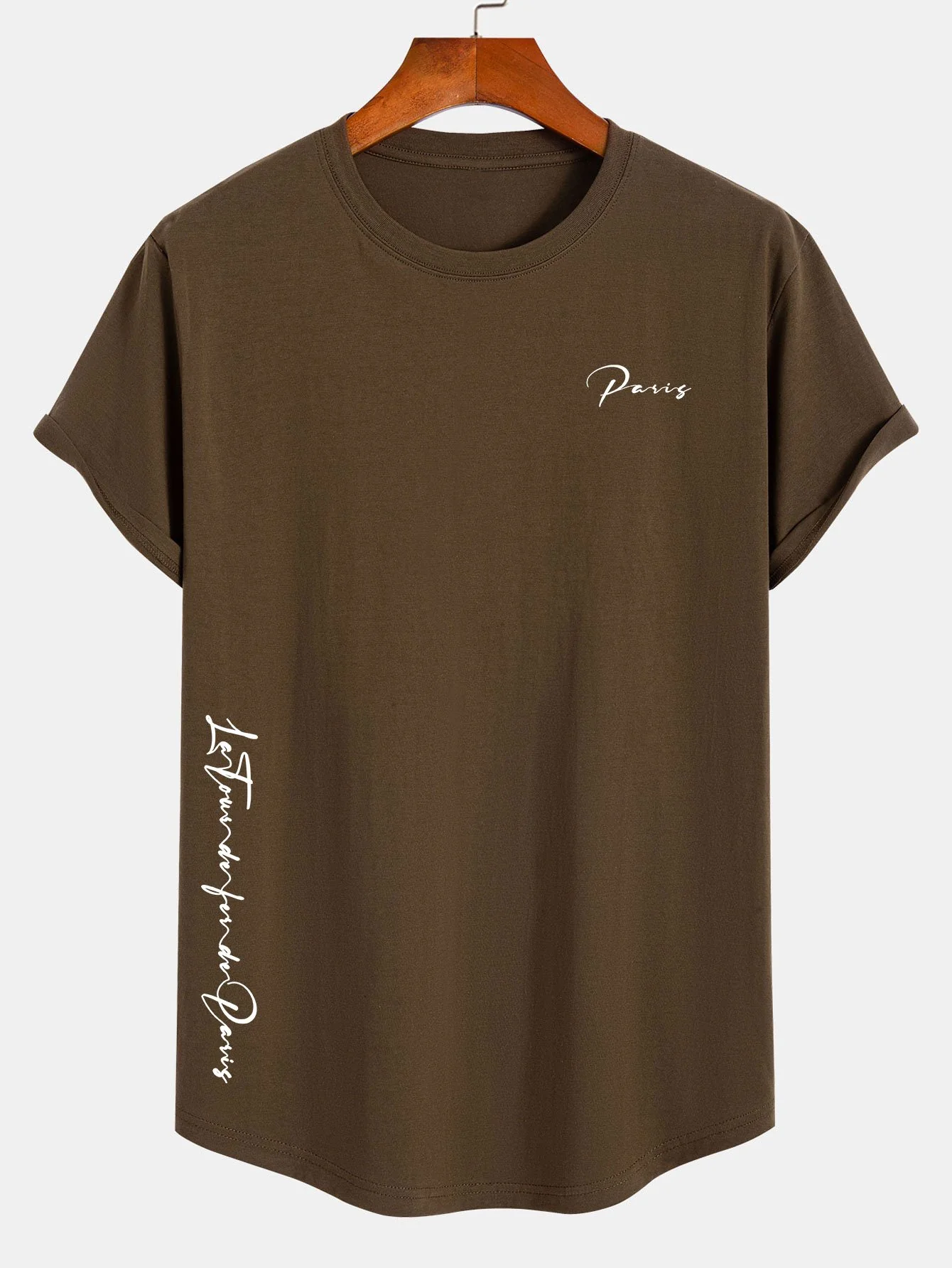 Paris Slogan Druck Baumwolle Bogen Saum T-Shirt - Image 4