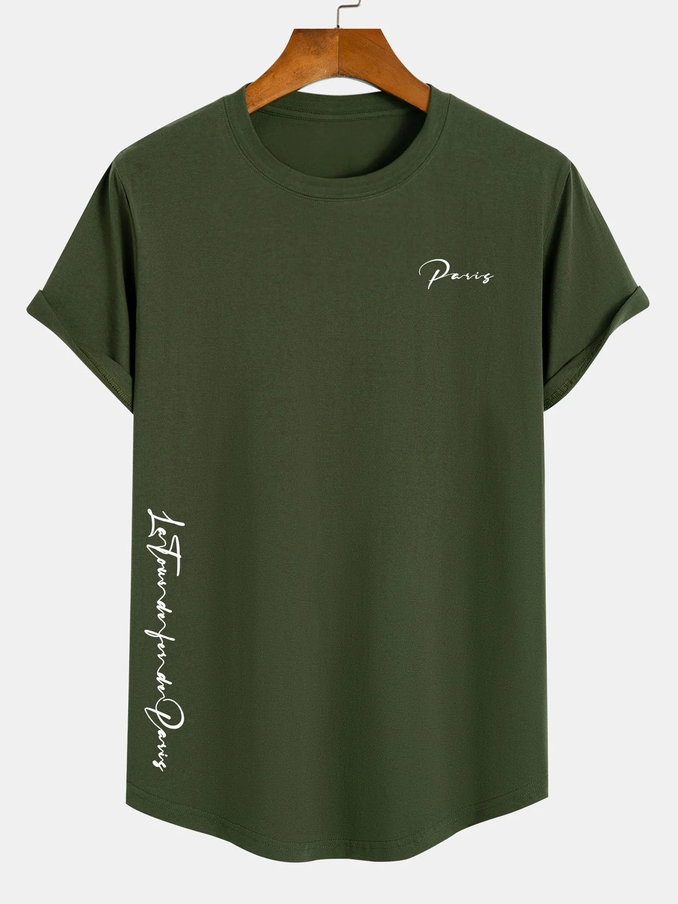 Paris Slogan Druck Baumwolle Bogen Saum T-Shirt - Image 5