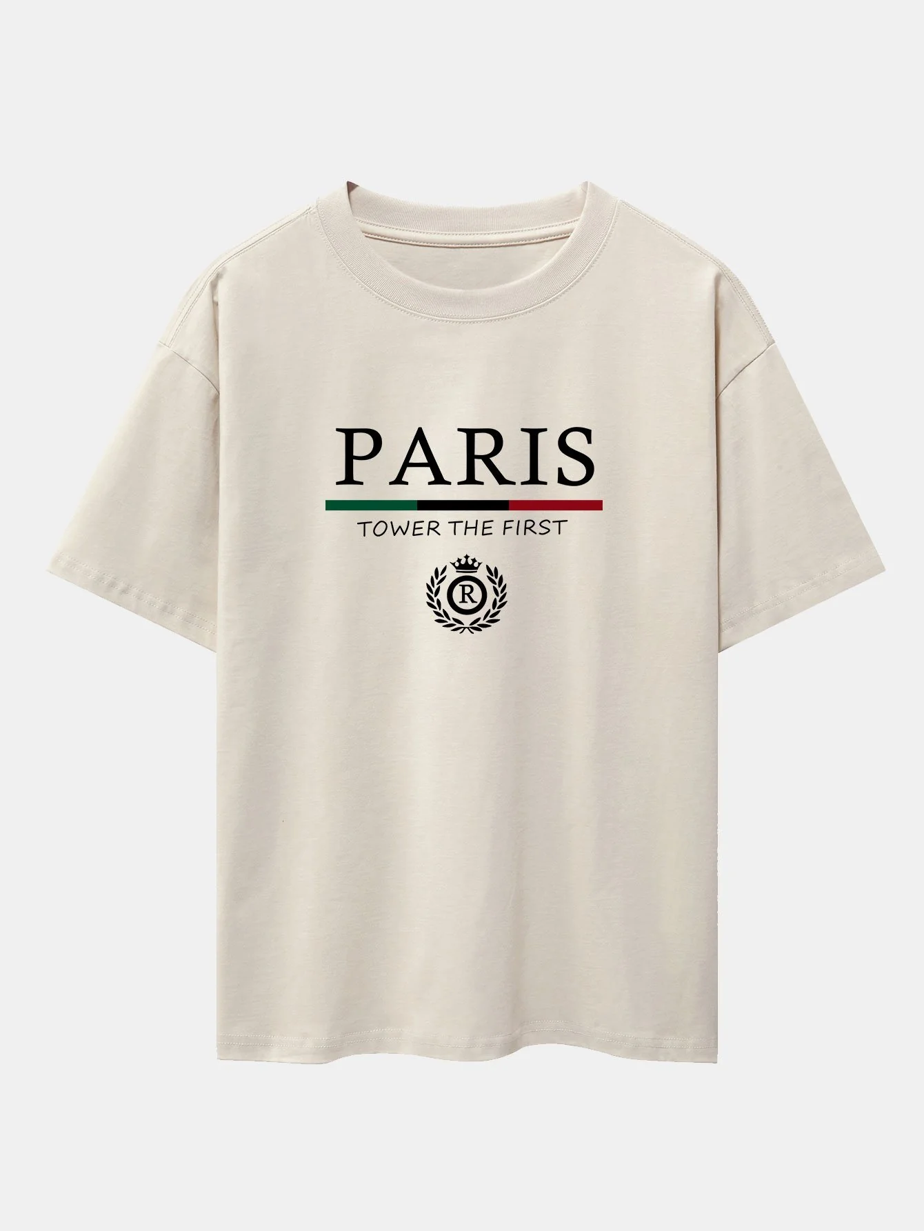Paris Slogan Druck Drop Shoulder Oversize T-Shirt - Image 4