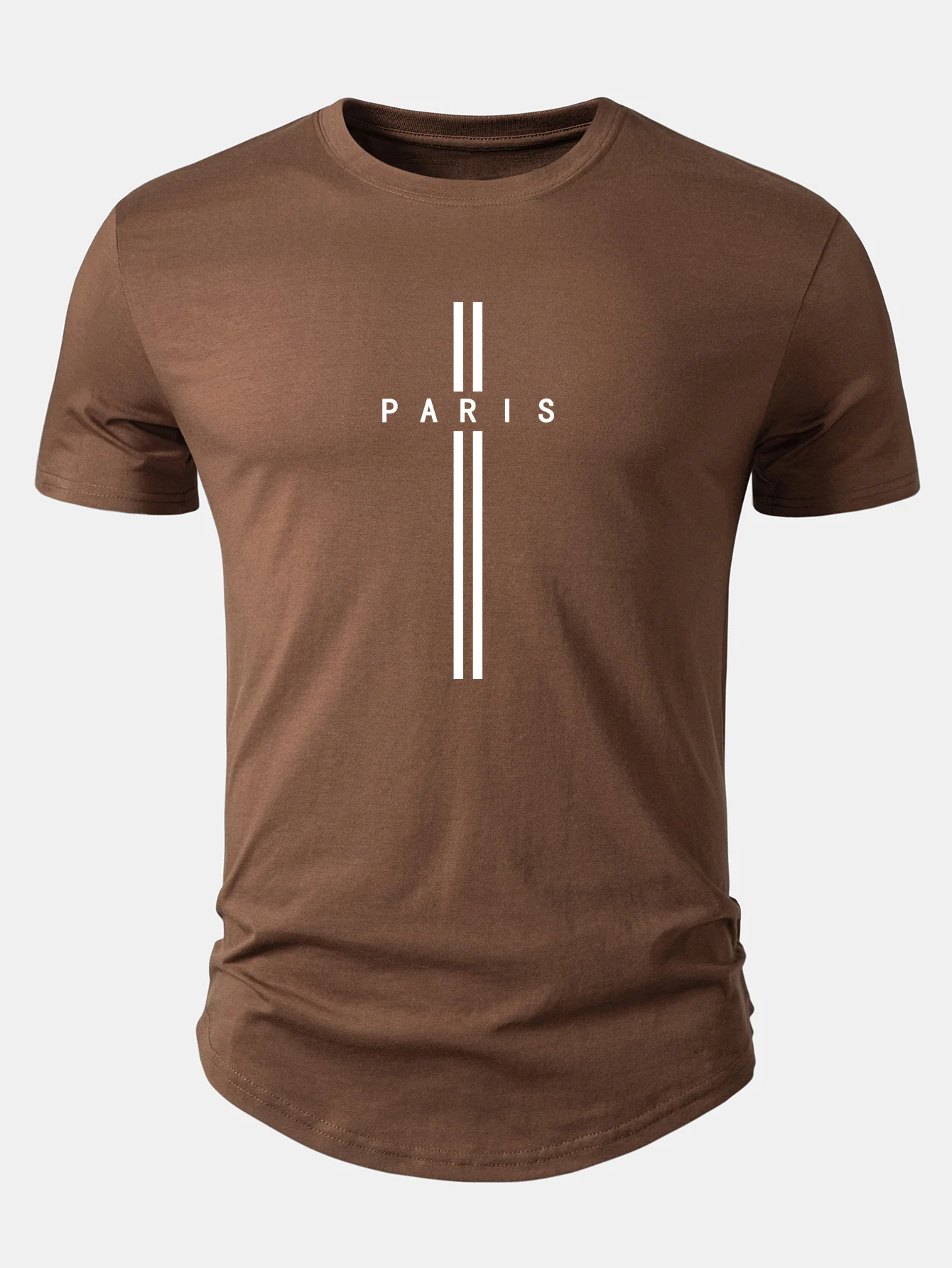 Paris Stripe Print Cotton Arc Hem T-Shirt - Image 5
