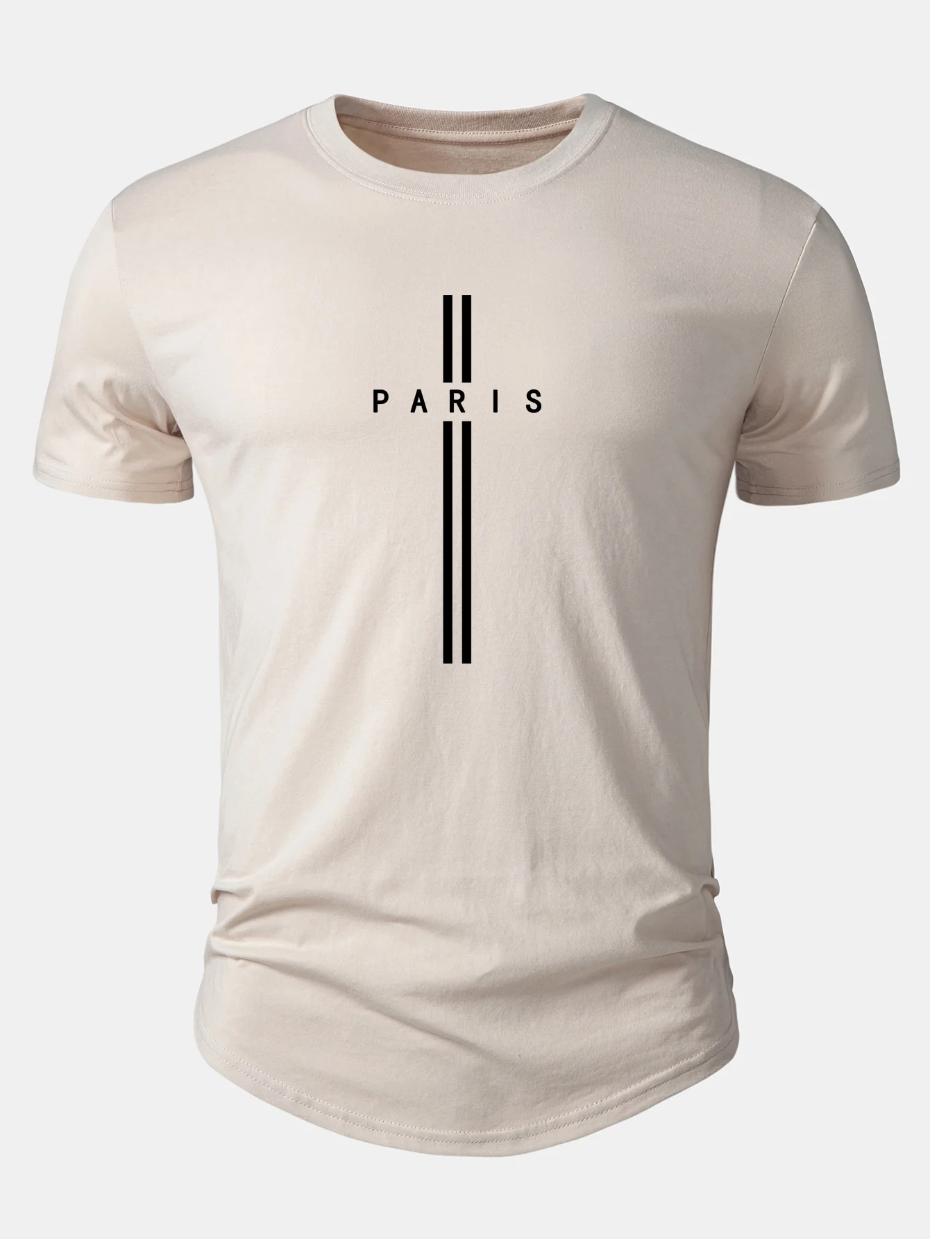 Paris Stripe Print Cotton Arc Hem T-Shirt - Image 7