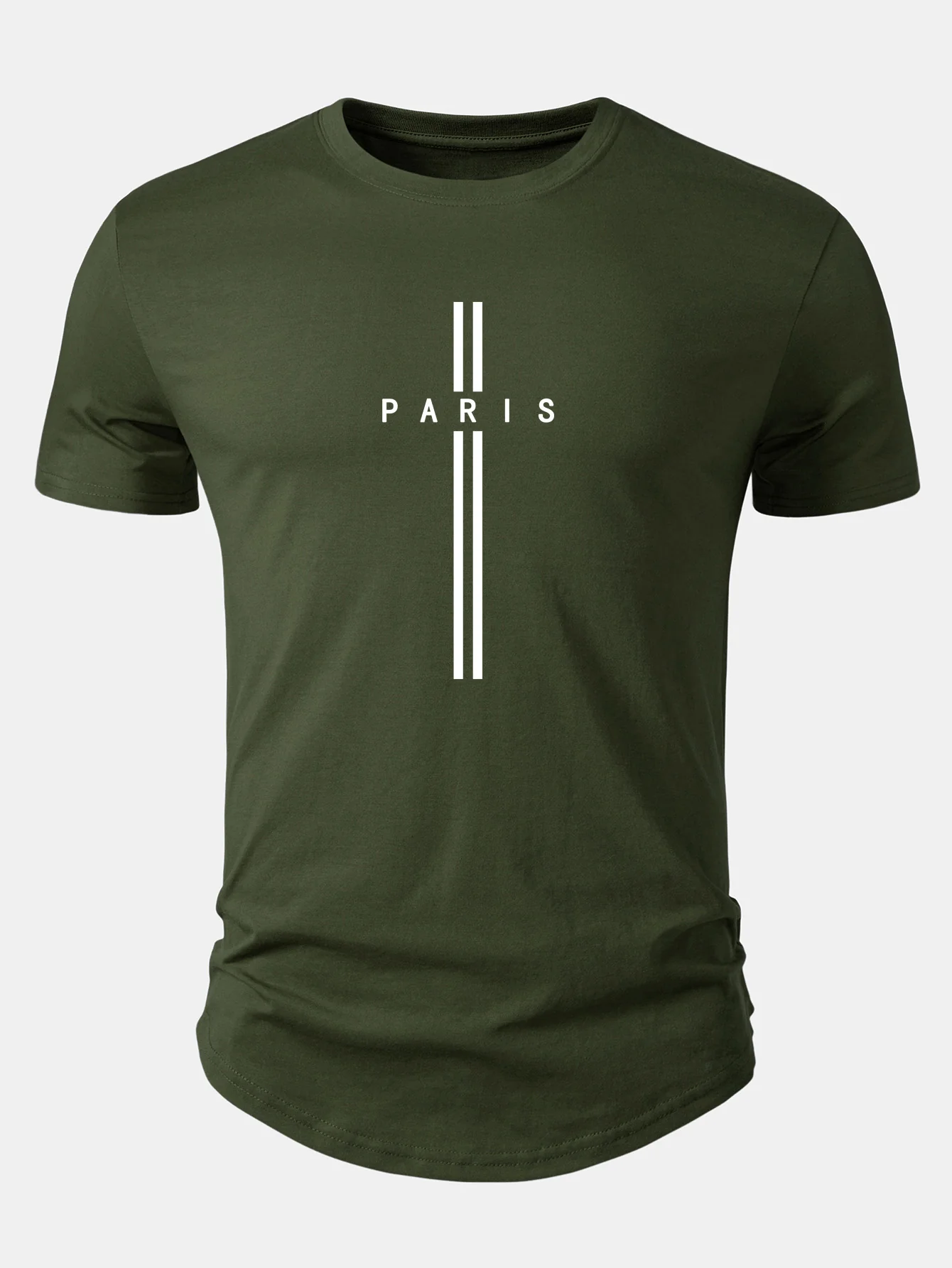Paris Stripe Print Cotton Arc Hem T-Shirt - Image 9