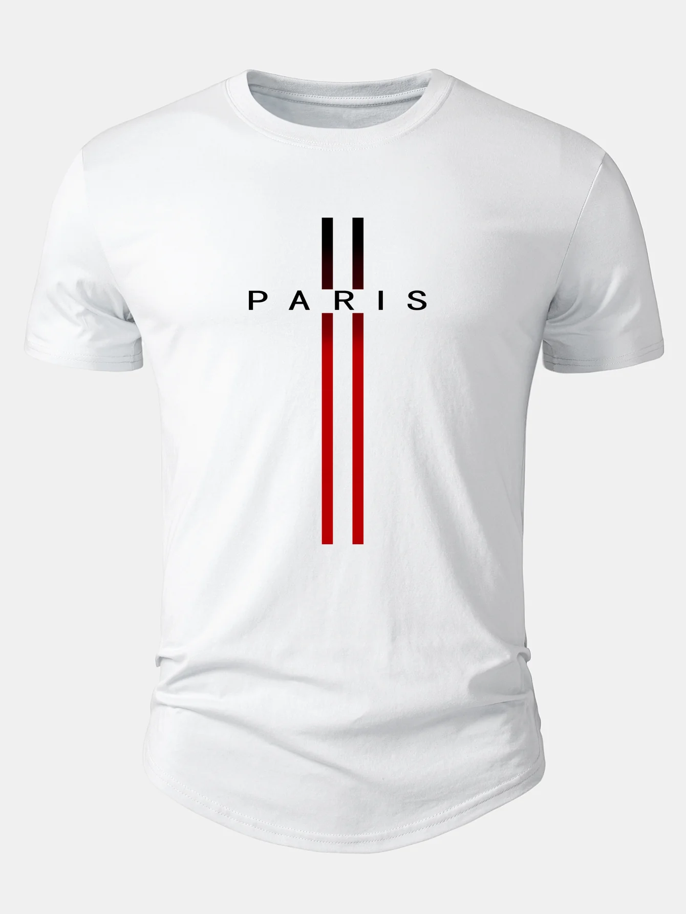 Paris Stripe Print Cotton Arc Hem T-Shirt - Image 3