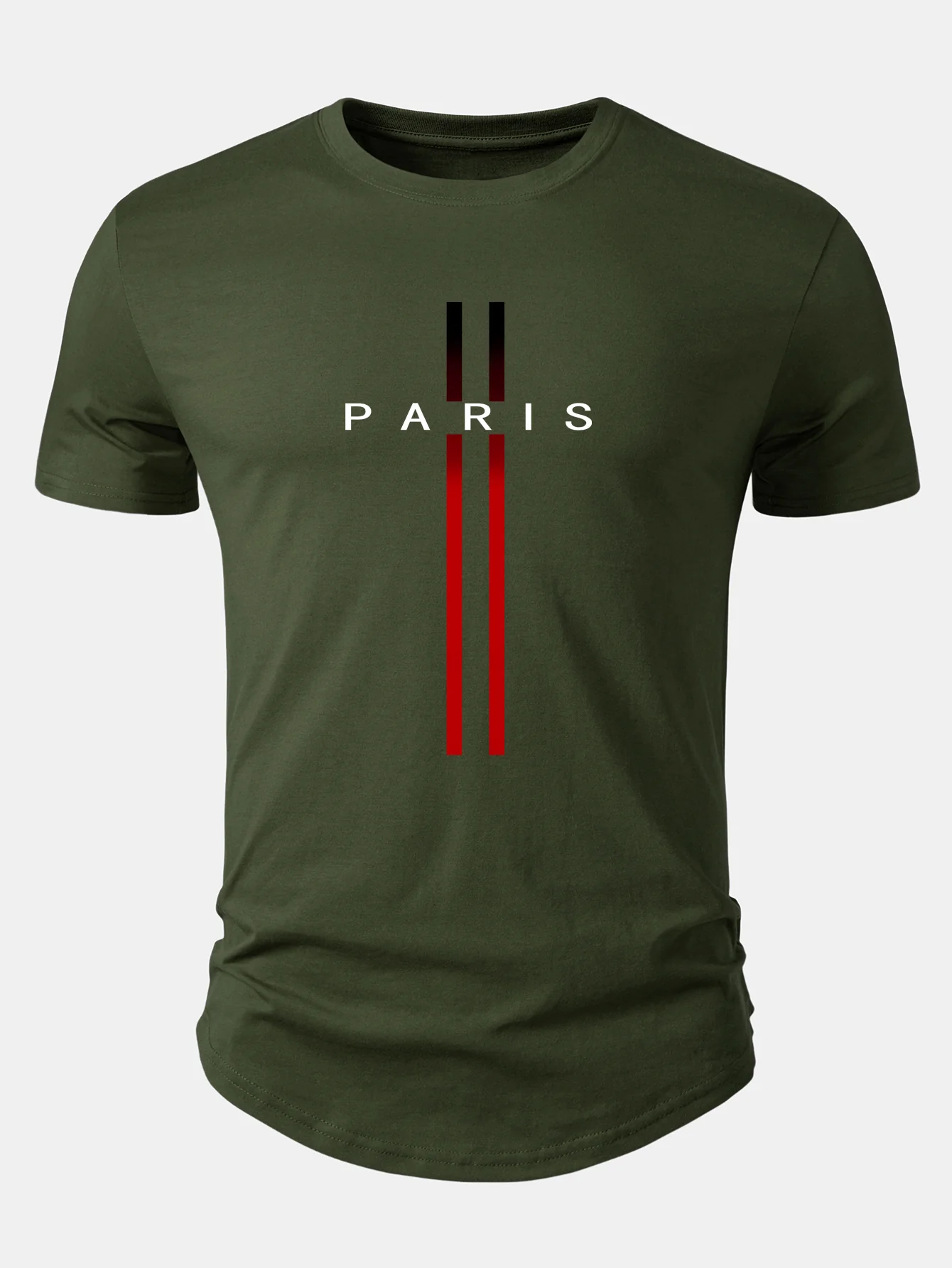 Paris Stripe Print Cotton Arc Hem T-Shirt - Image 7