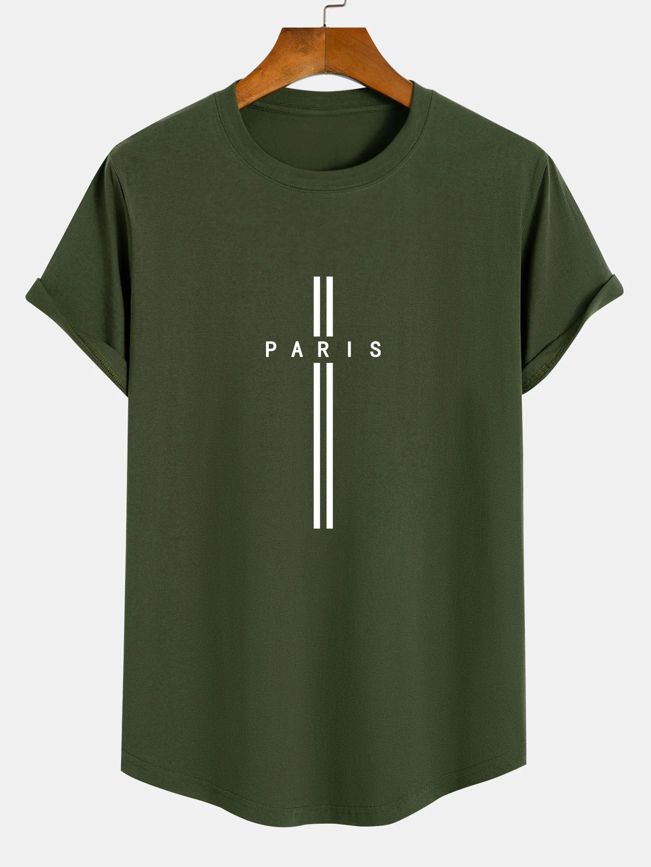 Paris Streifenmuster Baumwolle Bogen Saum T-Shirt - Image 7