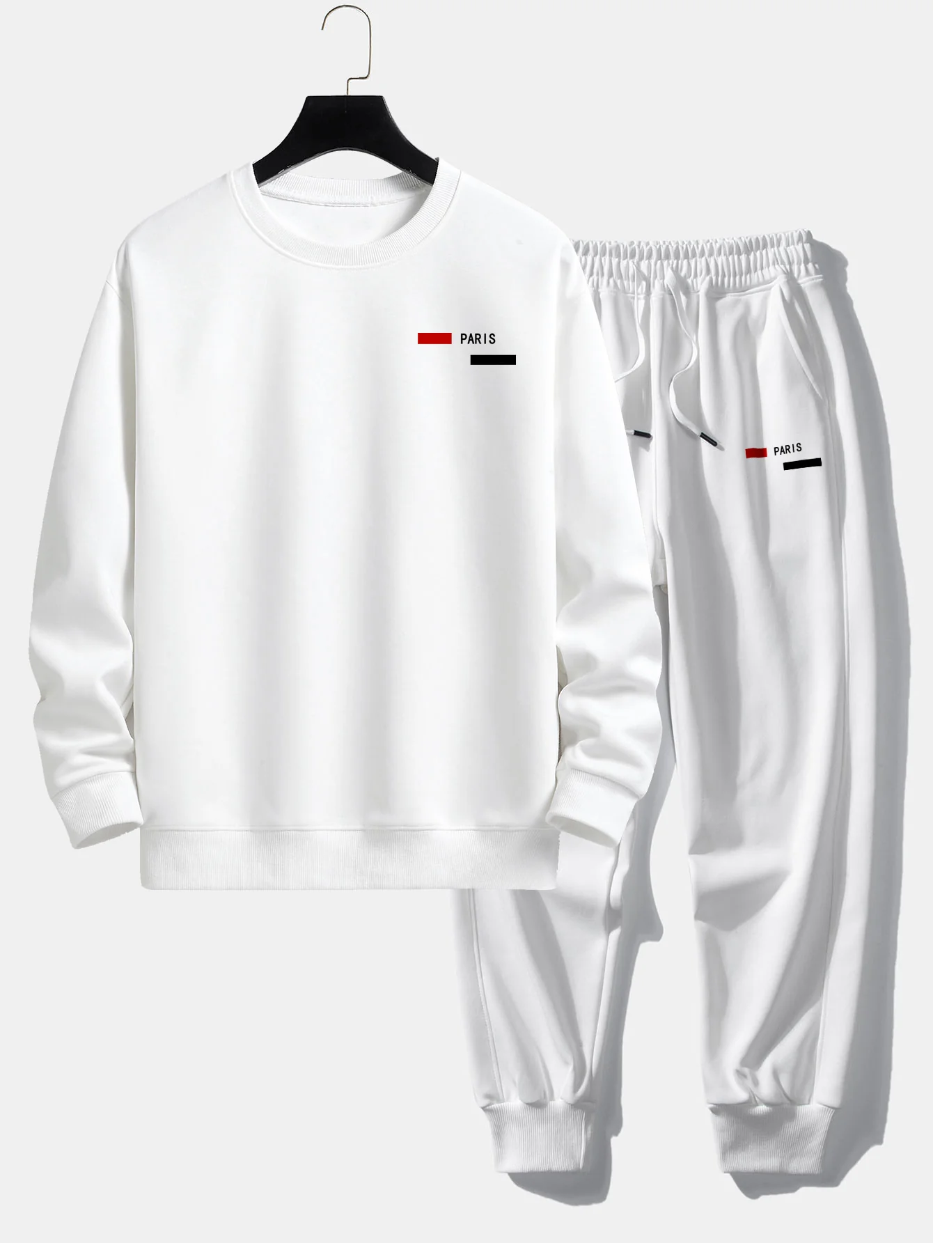 Paris Streifenmuster Relaxed Fit Rundhals Sweatshirt & Jogginghose