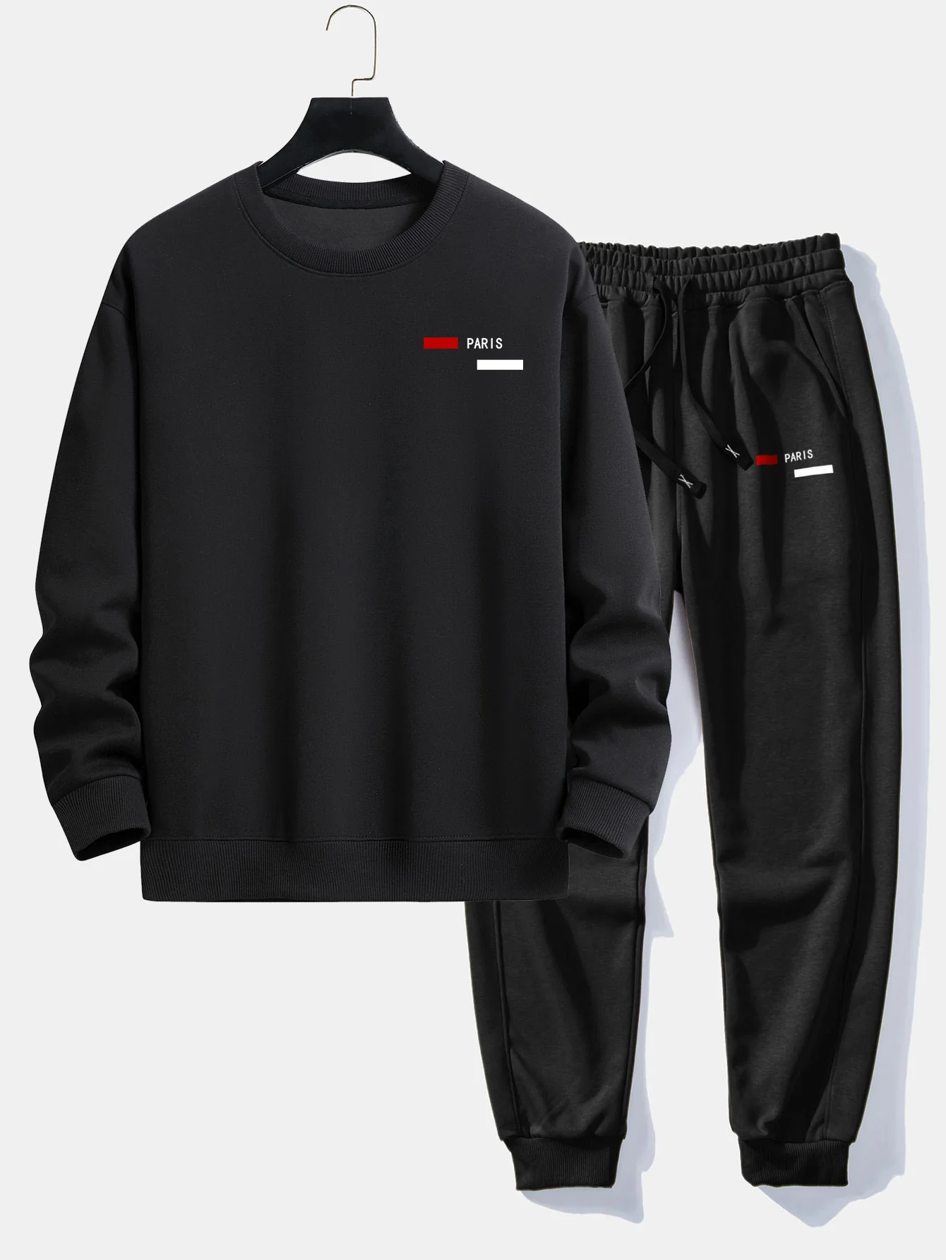 Paris Streifenmuster Relaxed Fit Rundhals Sweatshirt & Jogginghose - Image 2