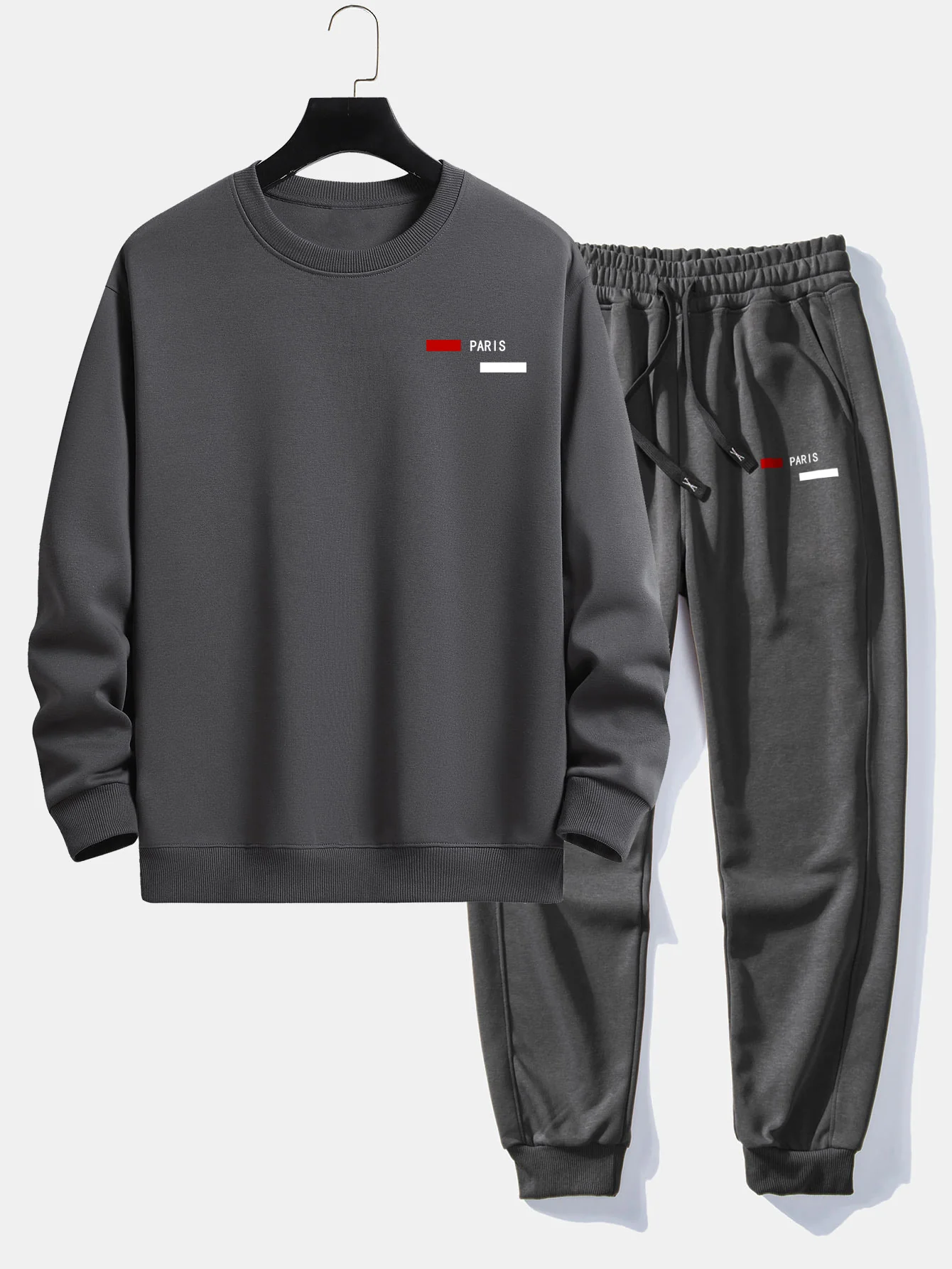 Paris Streifenmuster Relaxed Fit Rundhals Sweatshirt & Jogginghose - Image 3