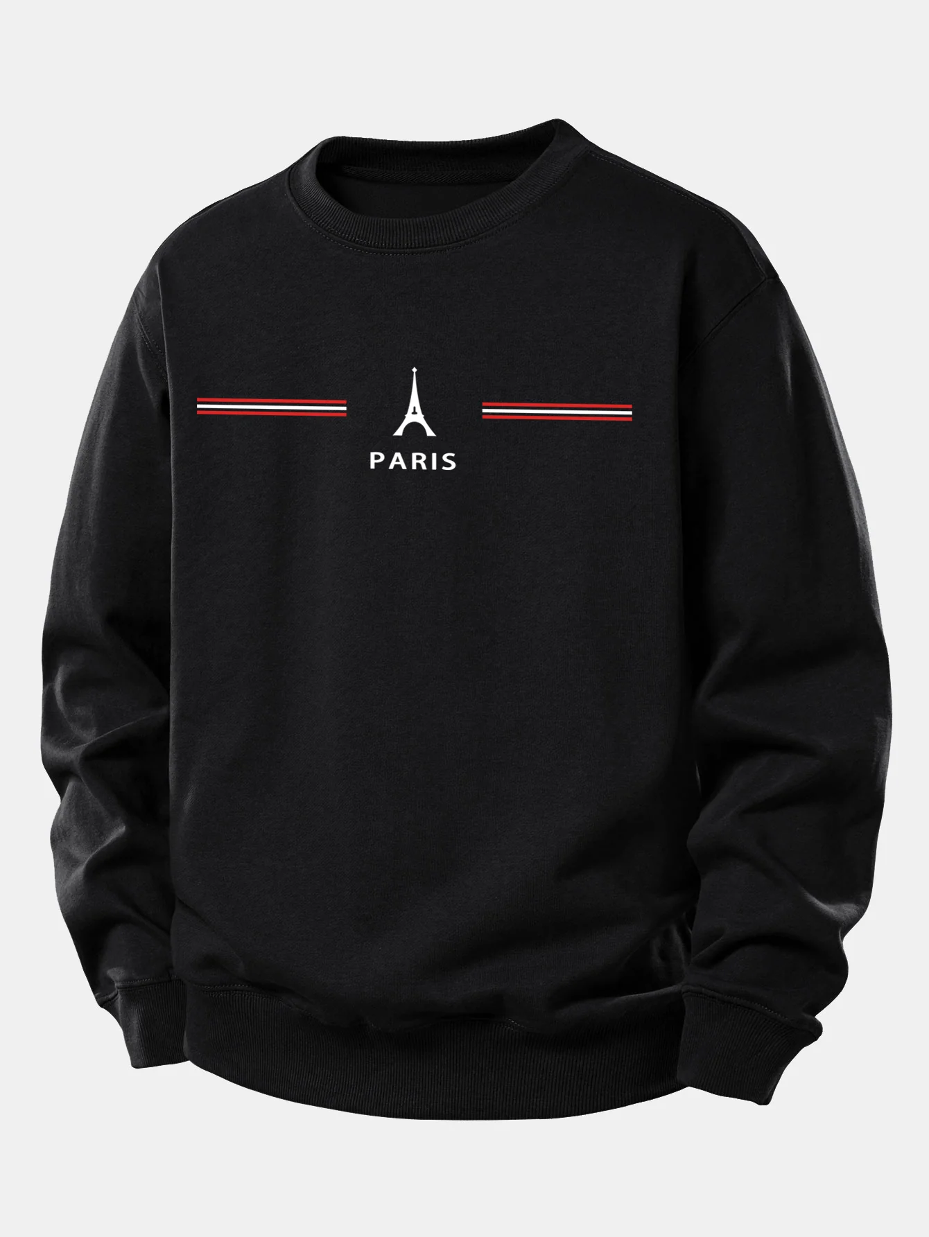 Paris Streifenmuster Locker sitzendes Sweatshirt - Image 2