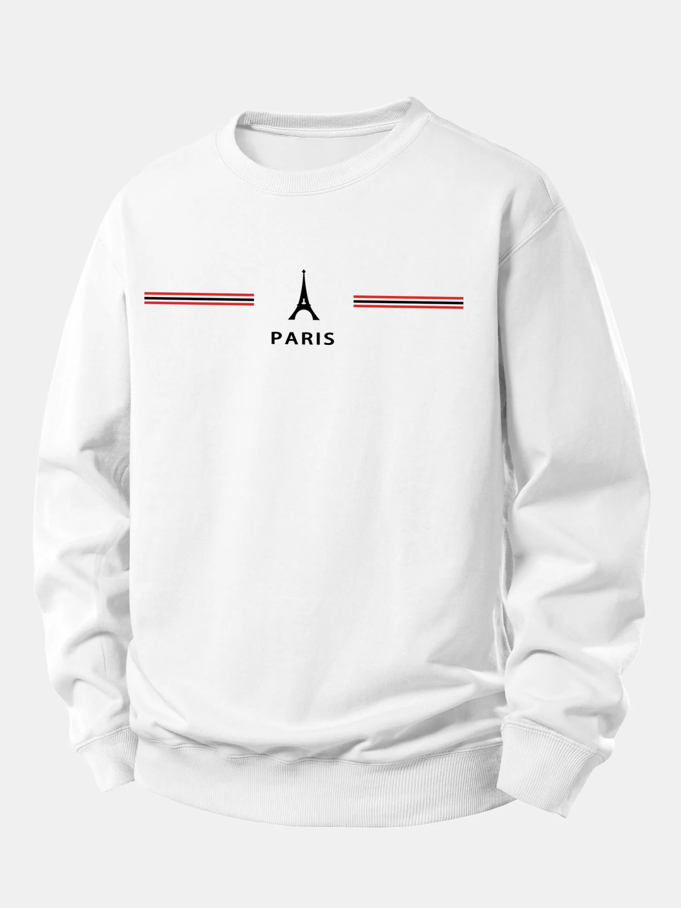 Paris Streifenmuster Locker sitzendes Sweatshirt - Image 3