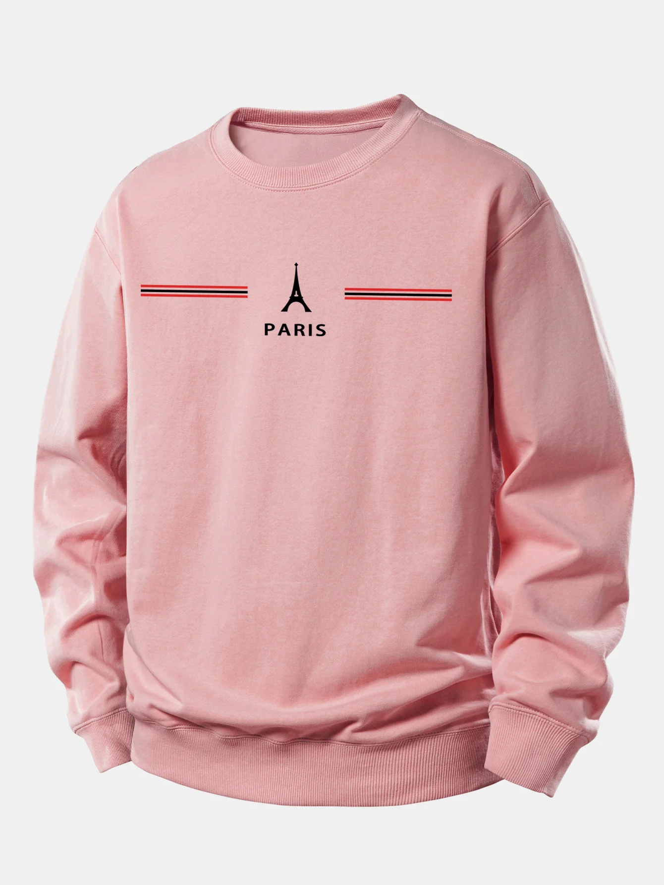 Paris Streifenmuster Locker sitzendes Sweatshirt - Image 4