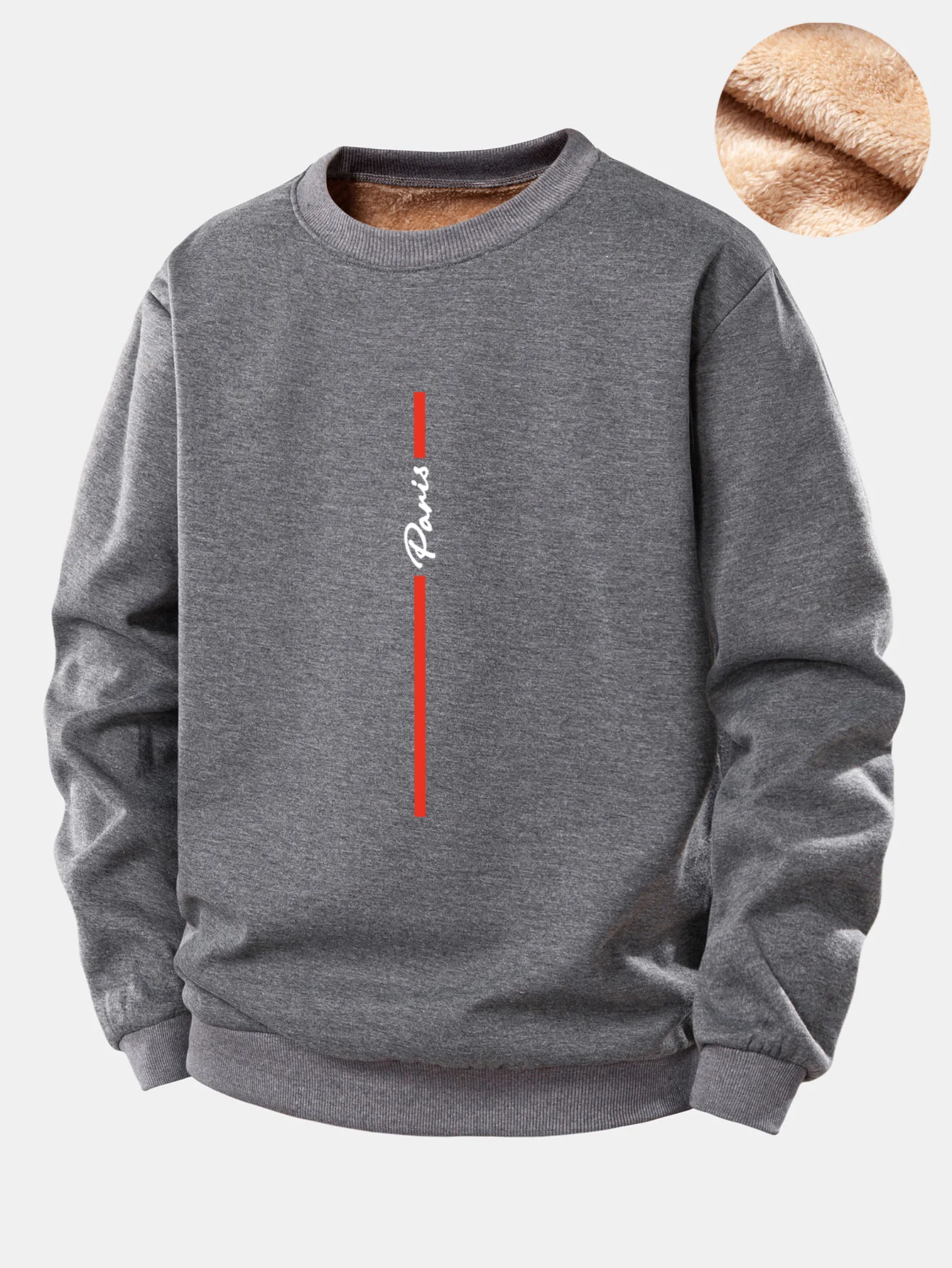 Paris Streifenmuster Teddy Fleece Gefüttertes Sweatshirt - Image 2