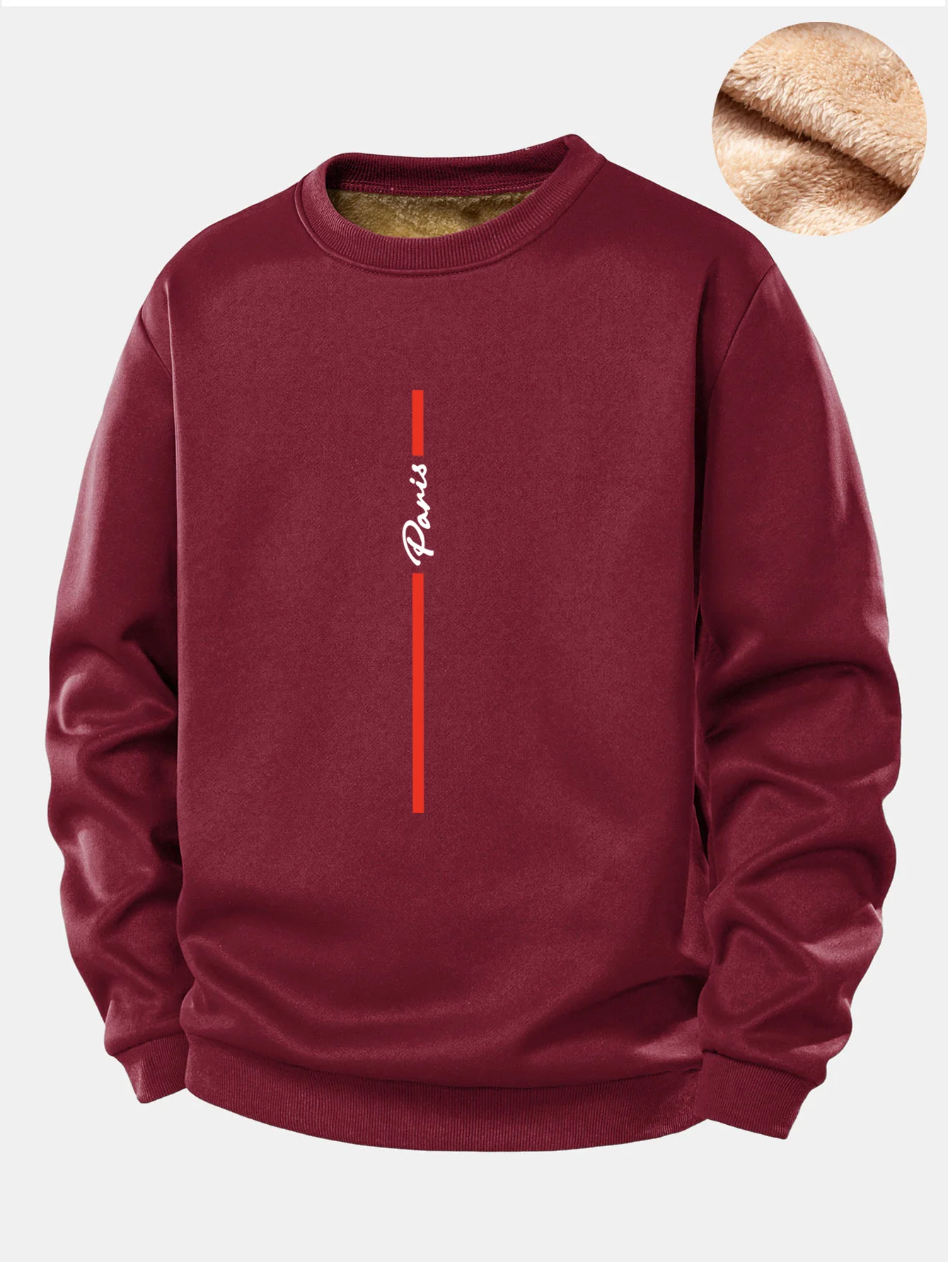 Paris Streifenmuster Teddy Fleece Gefüttertes Sweatshirt - Image 4