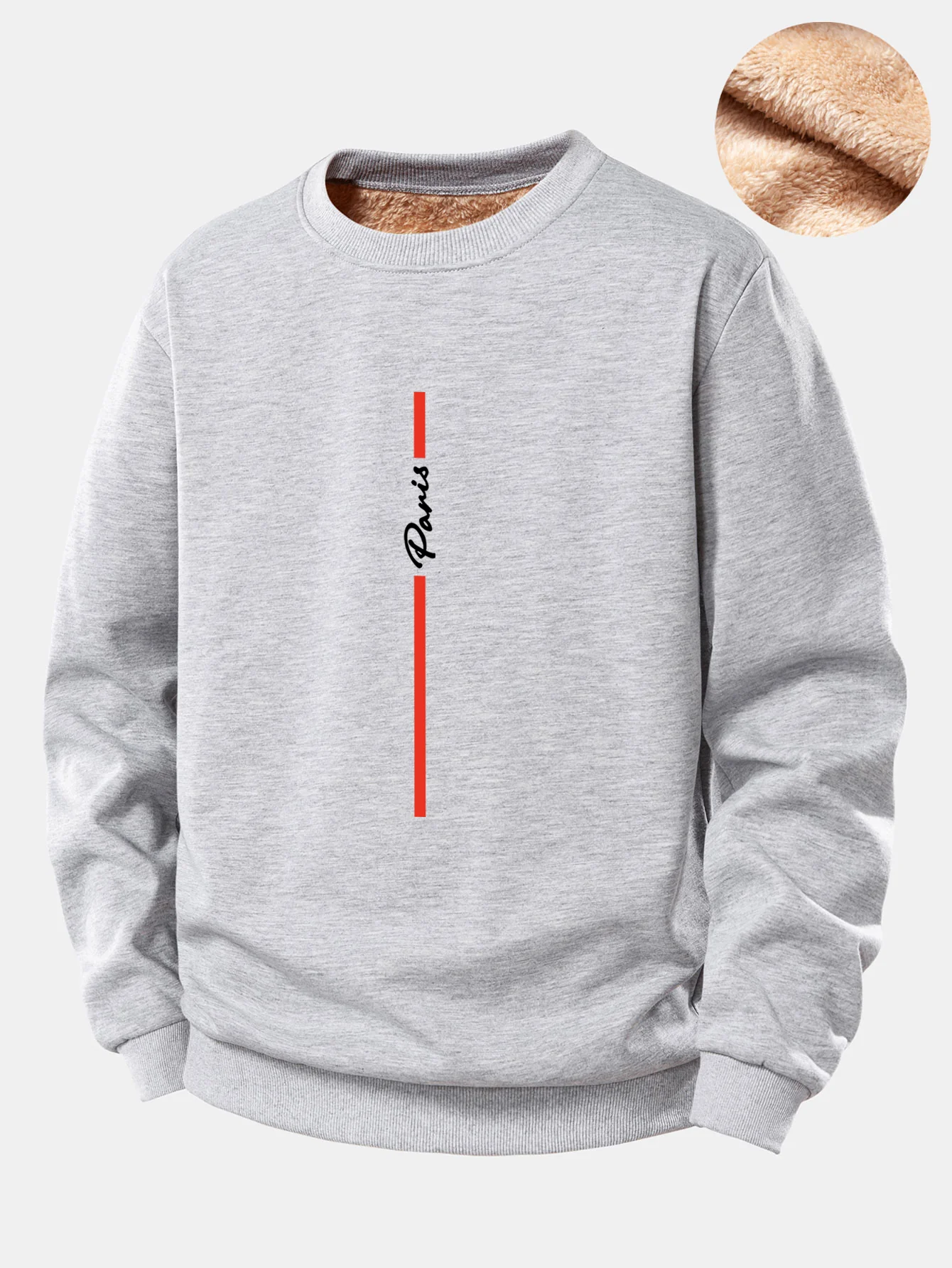 Paris Streifenmuster Teddy Fleece Gefüttertes Sweatshirt - Image 7