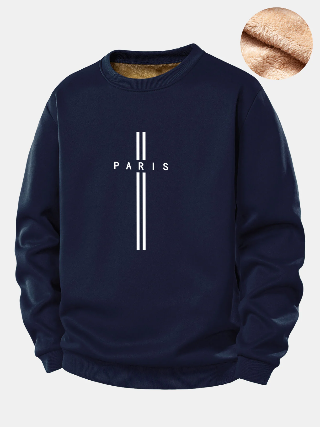 Paris Streifenmuster Teddy Fleece Gefüttertes Sweatshirt - Image 3