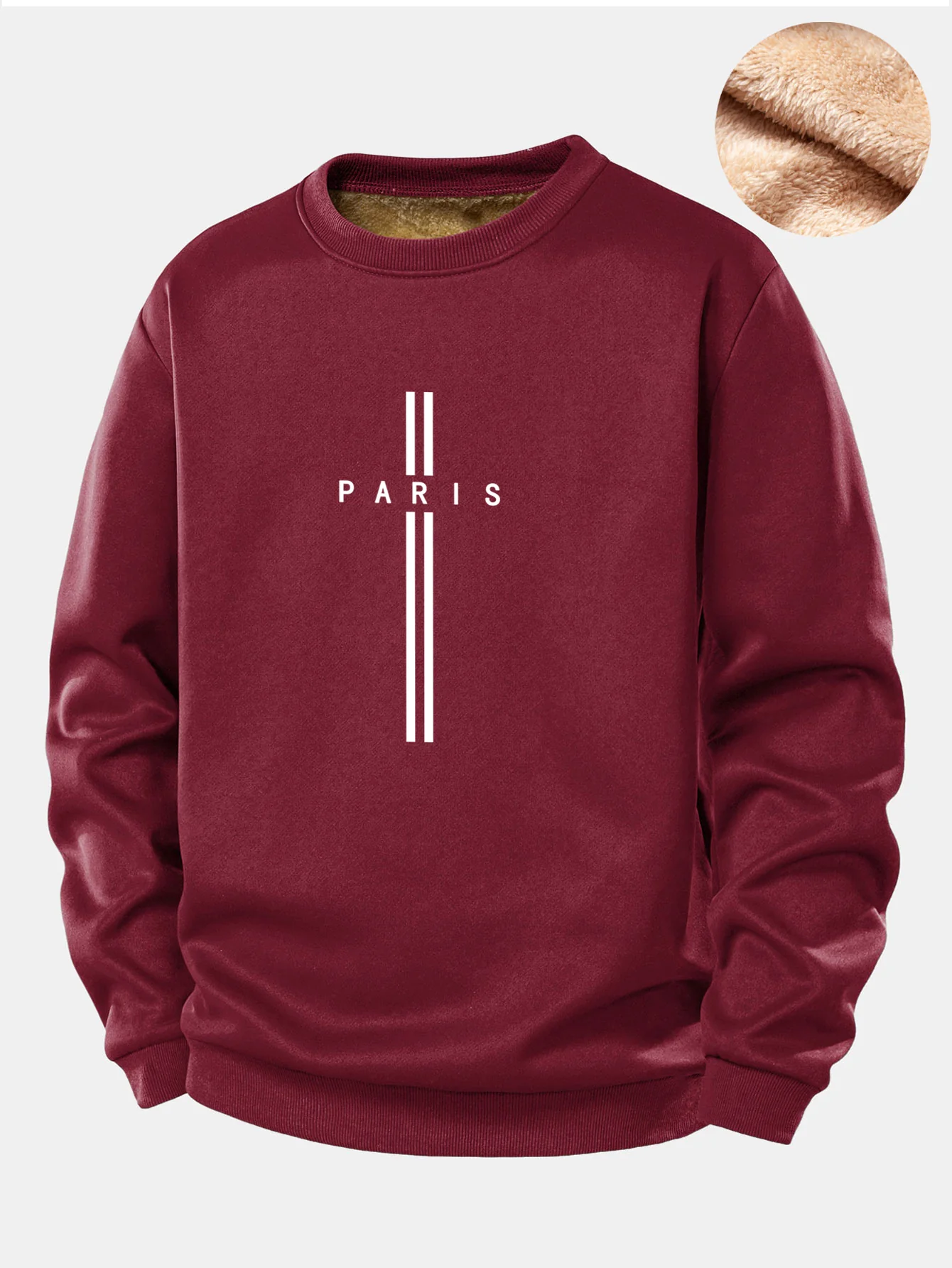 Paris Streifenmuster Teddy Fleece Gefüttertes Sweatshirt - Image 4