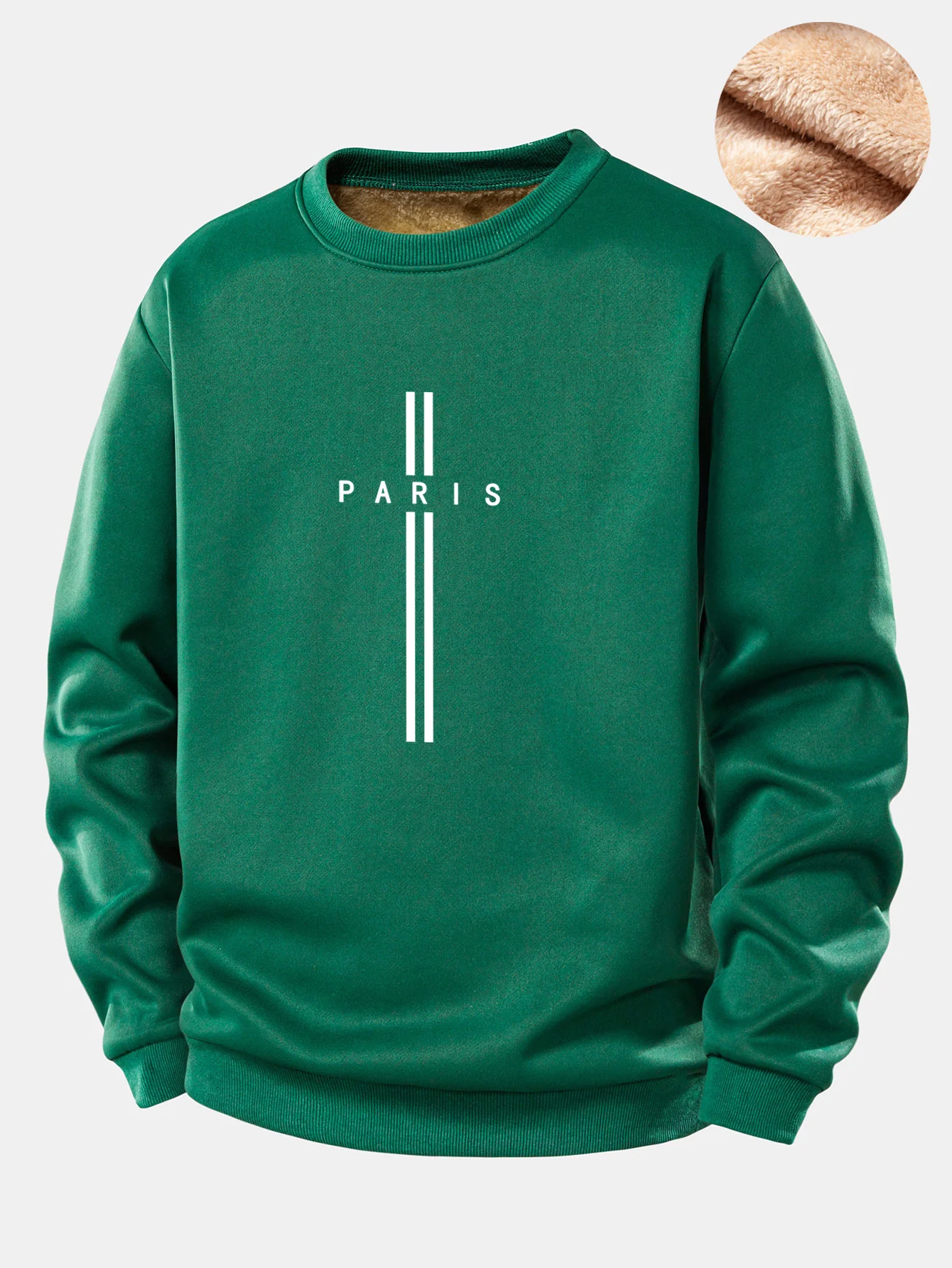 Paris Streifenmuster Teddy Fleece Gefüttertes Sweatshirt - Image 6