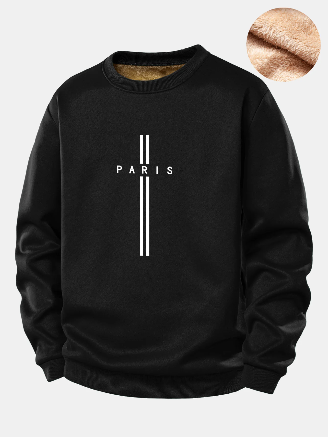 Paris Streifenmuster Teddy Fleece Gefüttertes Sweatshirt - Image 7