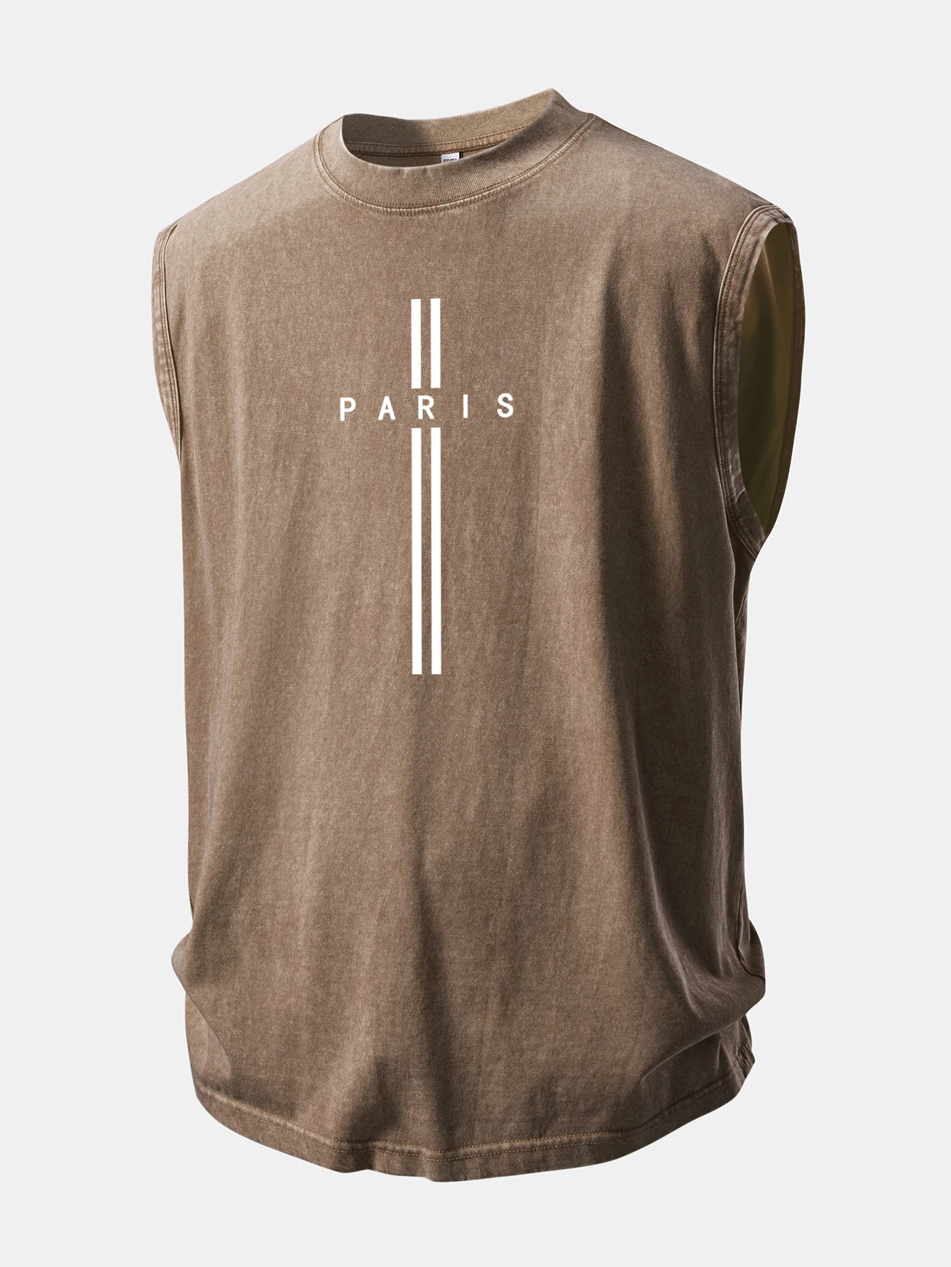 Paris Stripe Print Washed Distressed Tank Top - Image 7