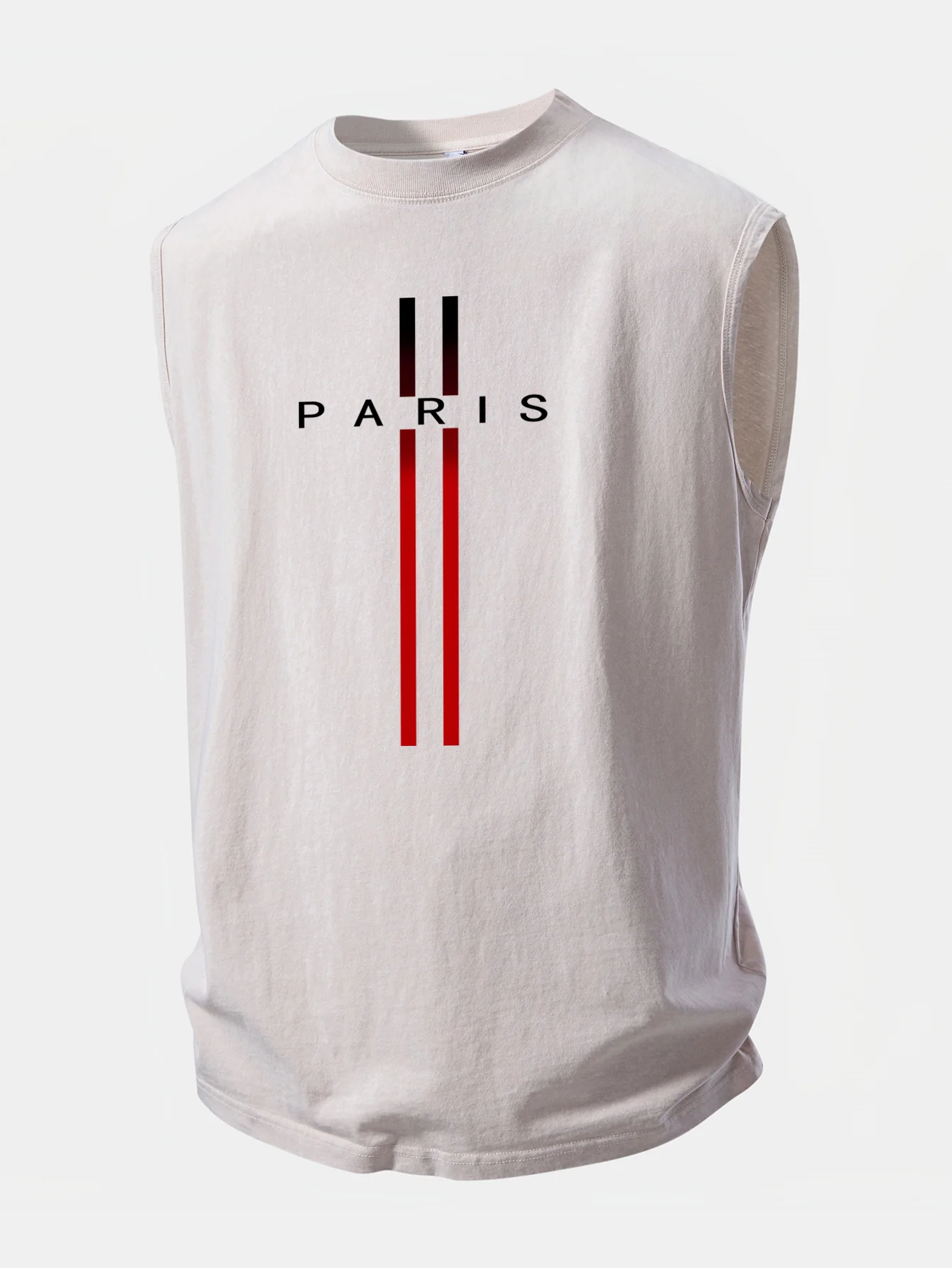 Paris Stripe Print Washed Distressed Tank Top - Image 5