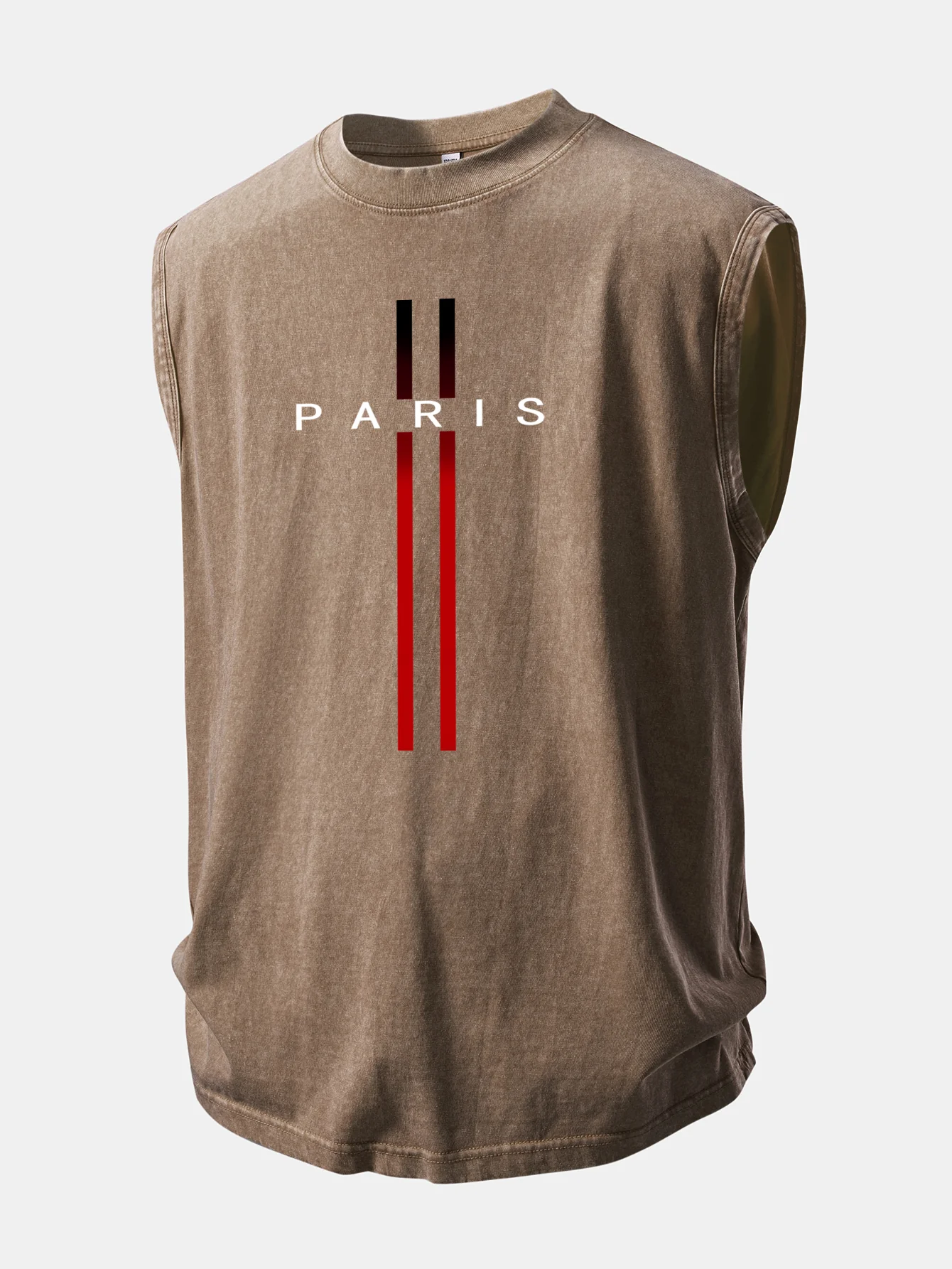 Paris Stripe Print Washed Distressed Tank Top - Image 7